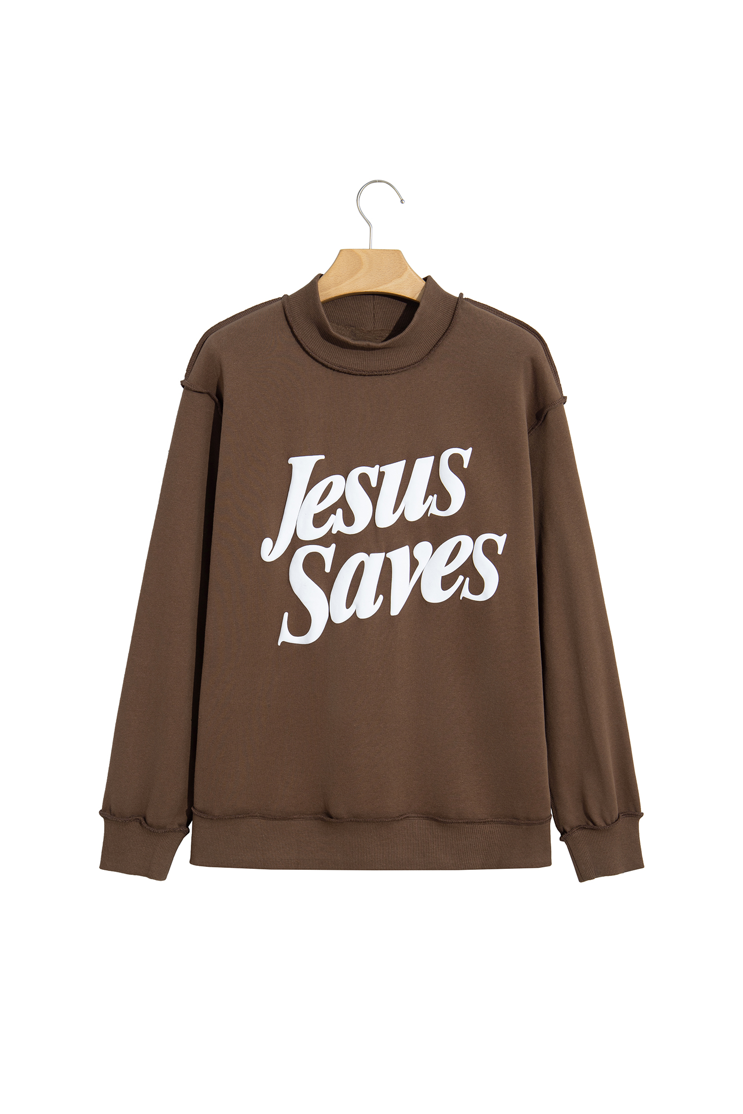 Cotton Blend Baggy Sweatshirt, Women's Faith Slogan Top - Detail View 3