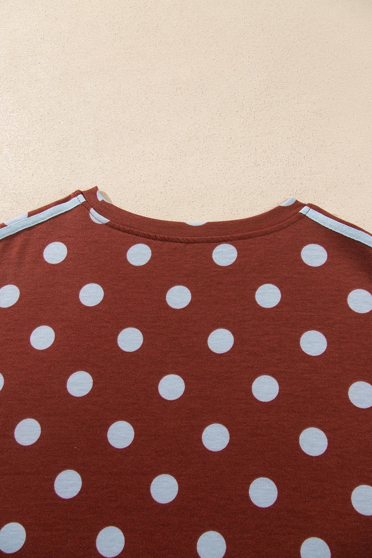 Women's Polka Dot Lounge Set, Casual Brown Two Piece - Detail View 7