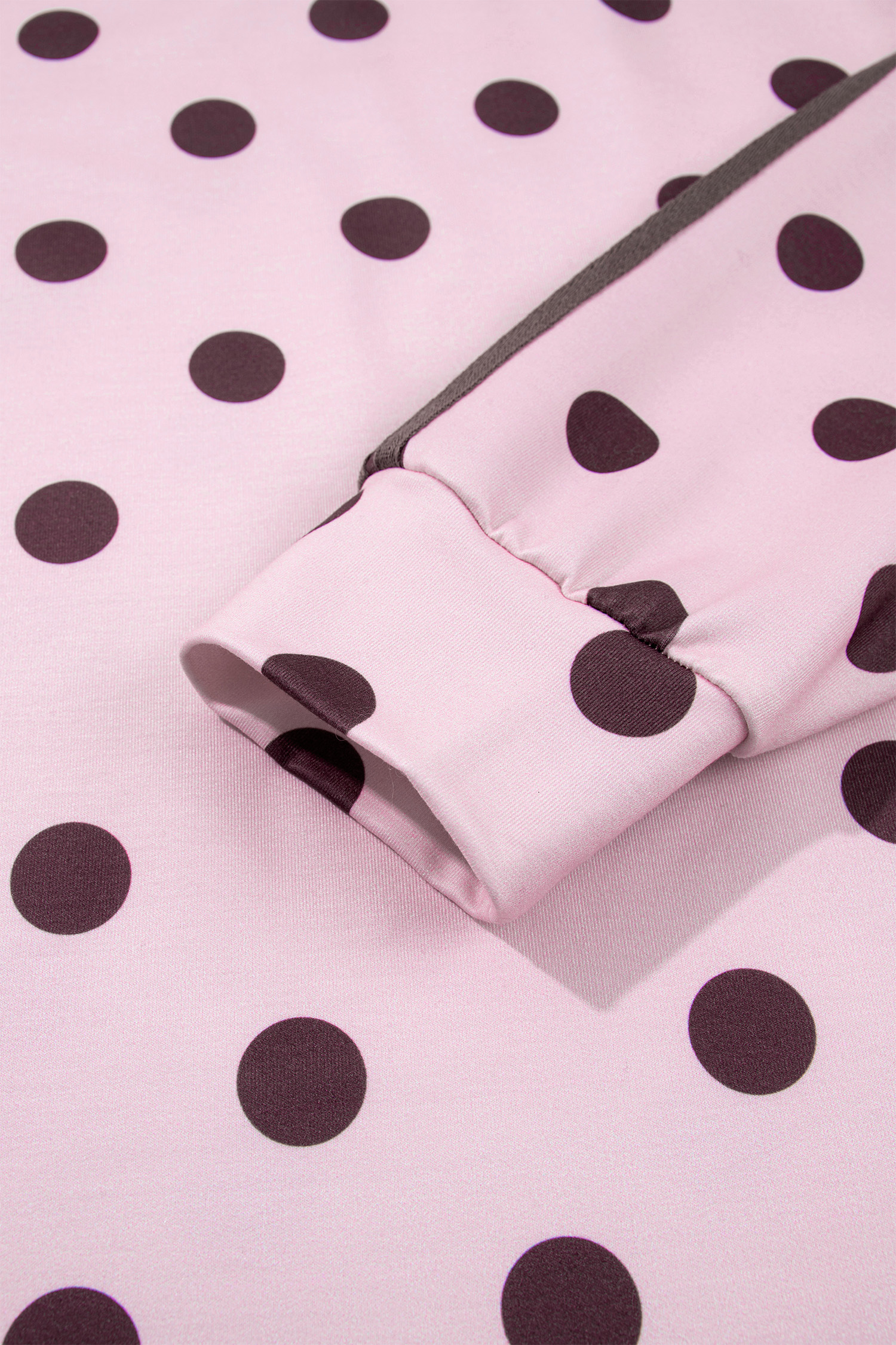 Pink Polka Dot Two Piece Set, Women Side Stripe Outfit - Detail View 14