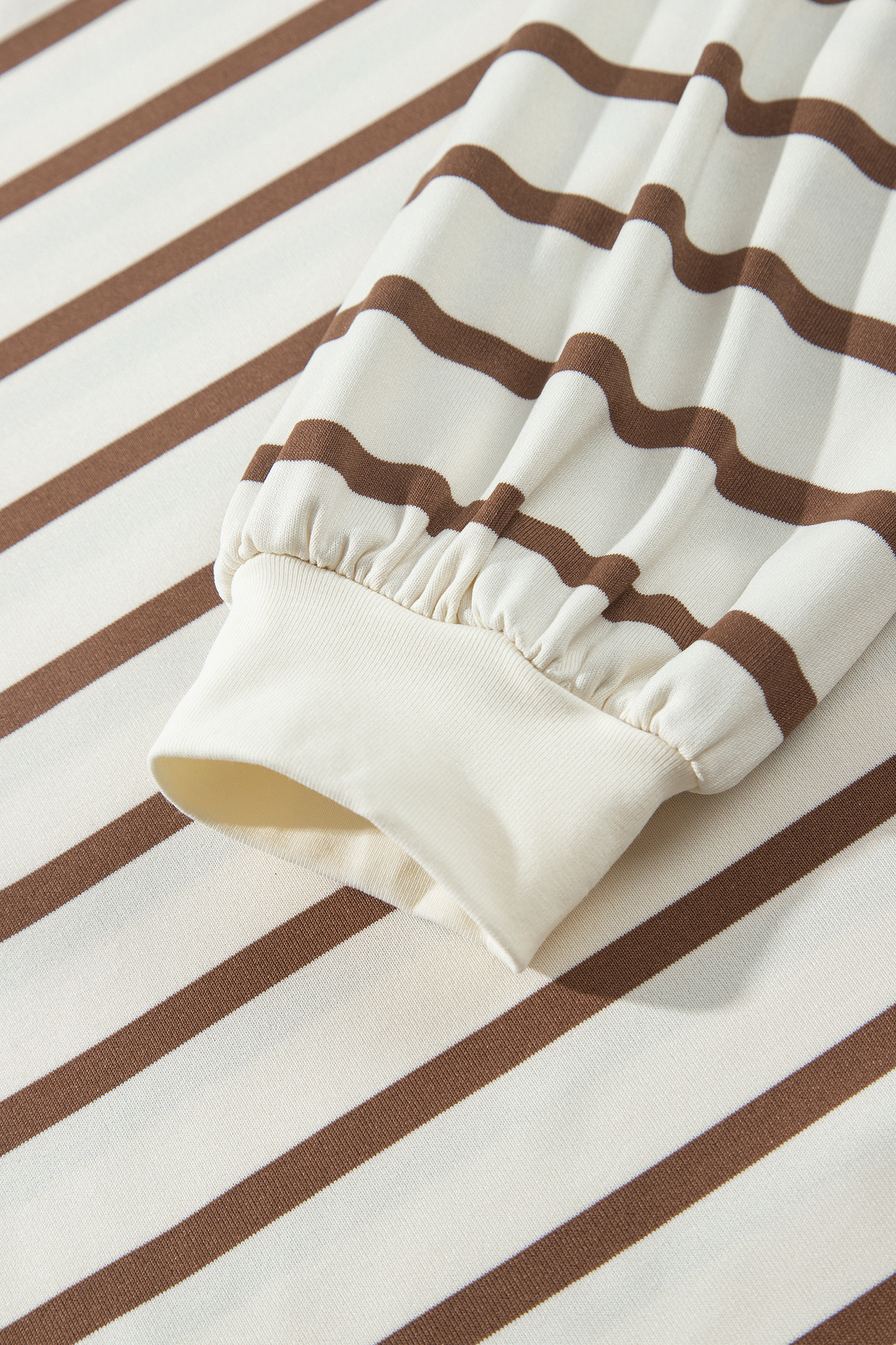 Relaxed Long Sleeve Set, Women Striped Wide Leg Pants - Detail View 6