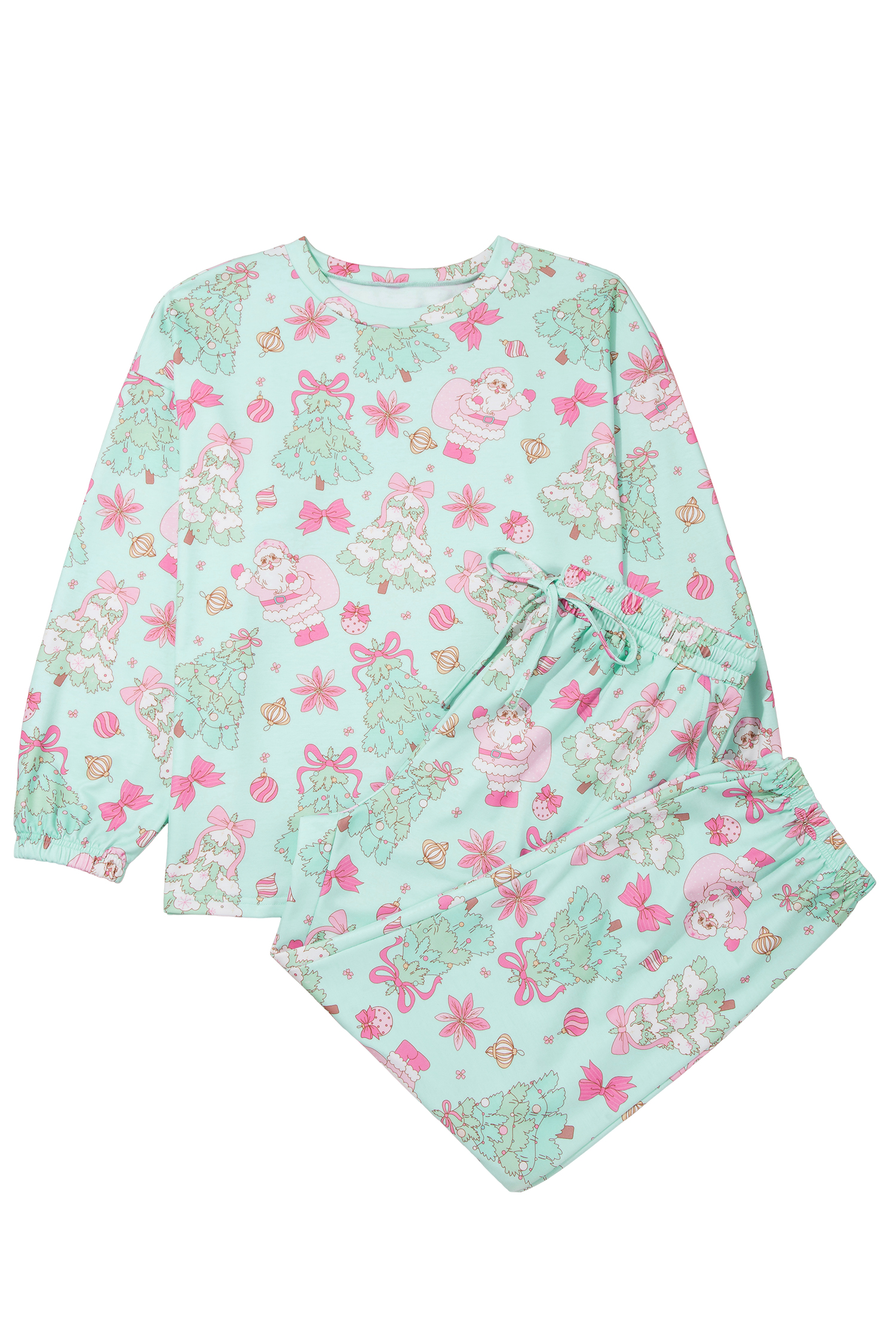 Women's Cozy Lounge Set, Soft Christmas Print Pajamas - Detail View 3
