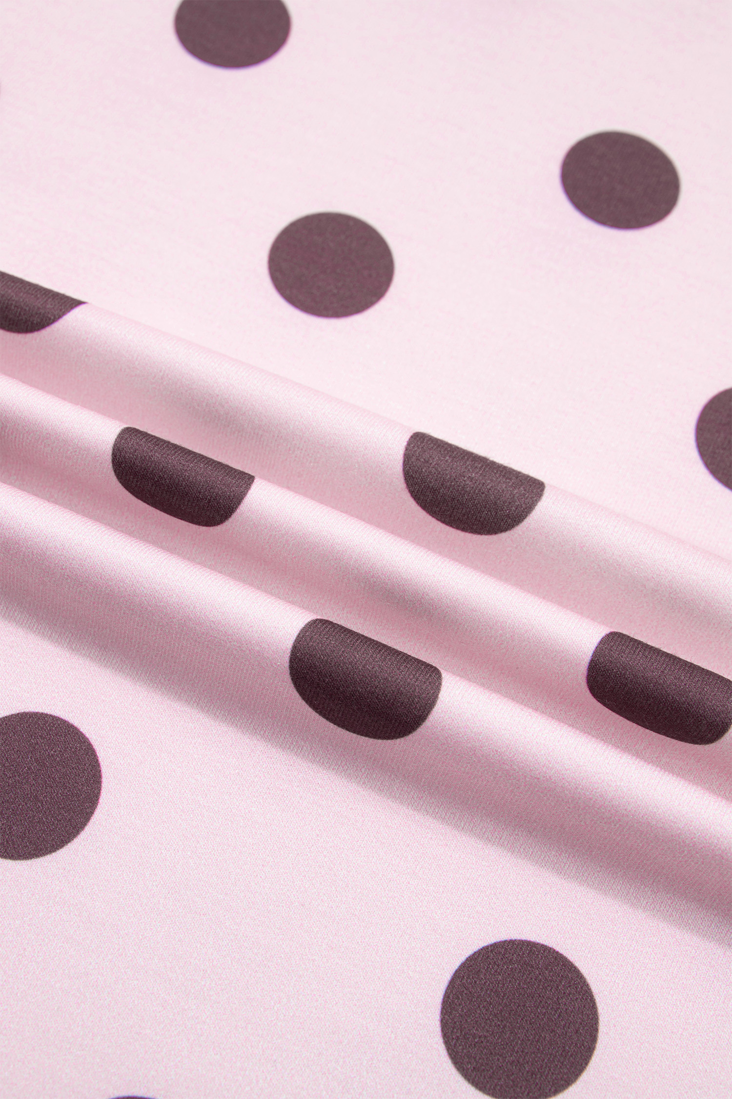 Casual Polka Dot Pant Set, Soft Women Long Sleeve Top - Detail View 12