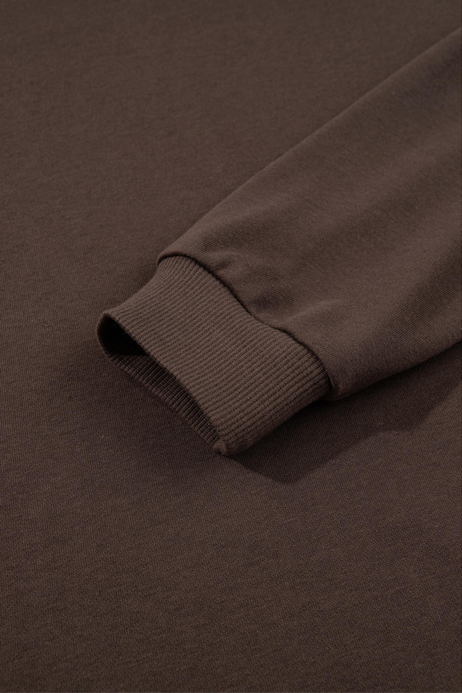 Brown Cotton Blend Sweatshirt, Autumn Mock Neck Top - Detail View 6