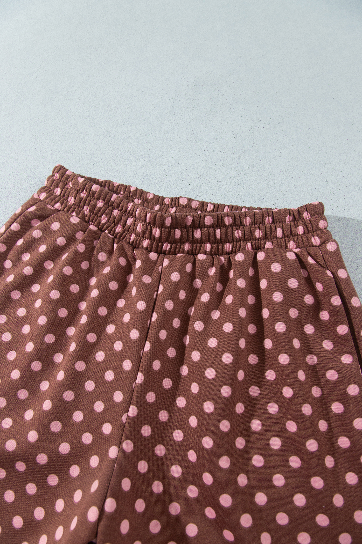 Brown Polka Dot Lounge Set for Women, Long Sleeve 2 Piece - Detail View 14