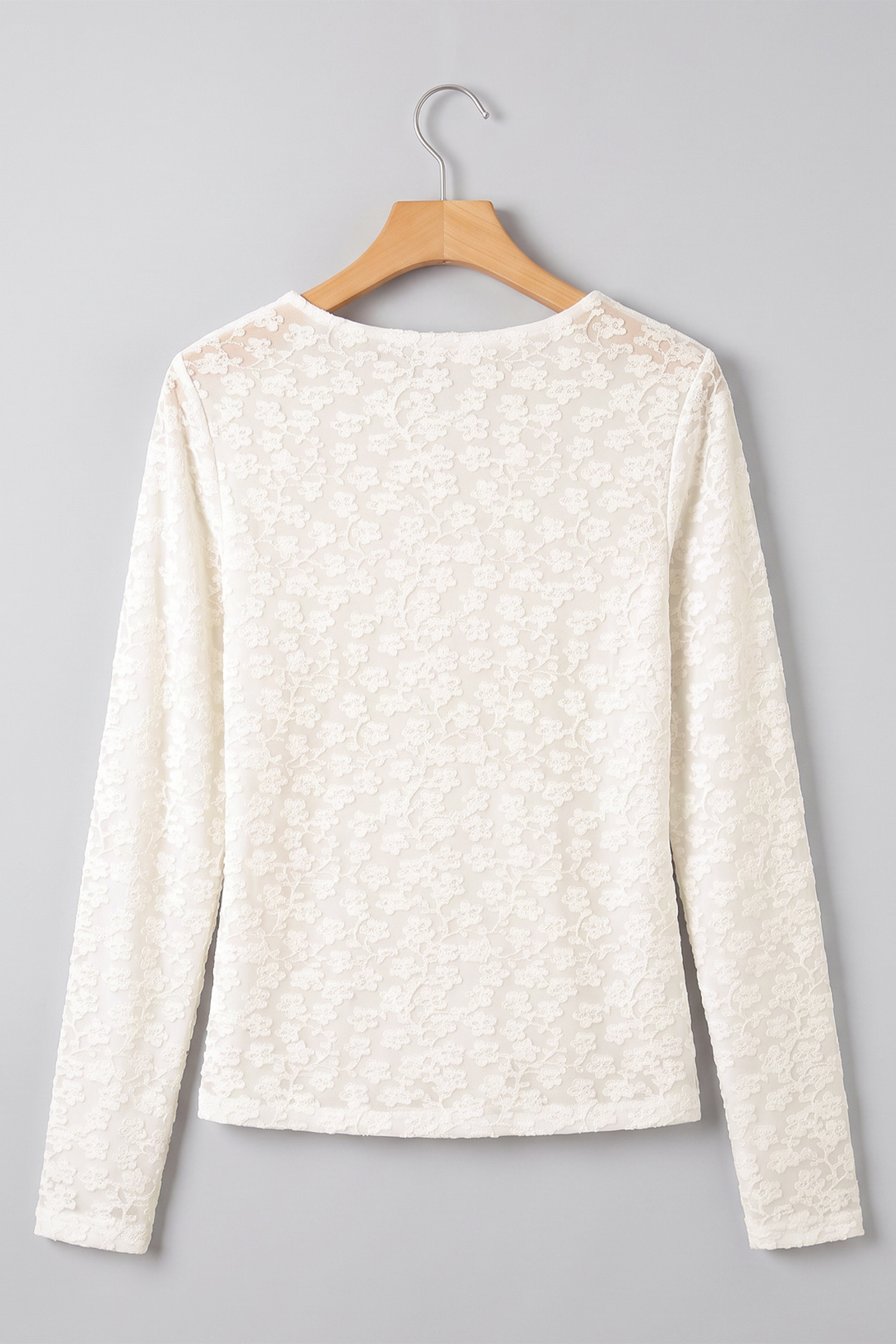 Women's Textured White Shirt, Slim Fit Sheer Blouse - Detail View 8