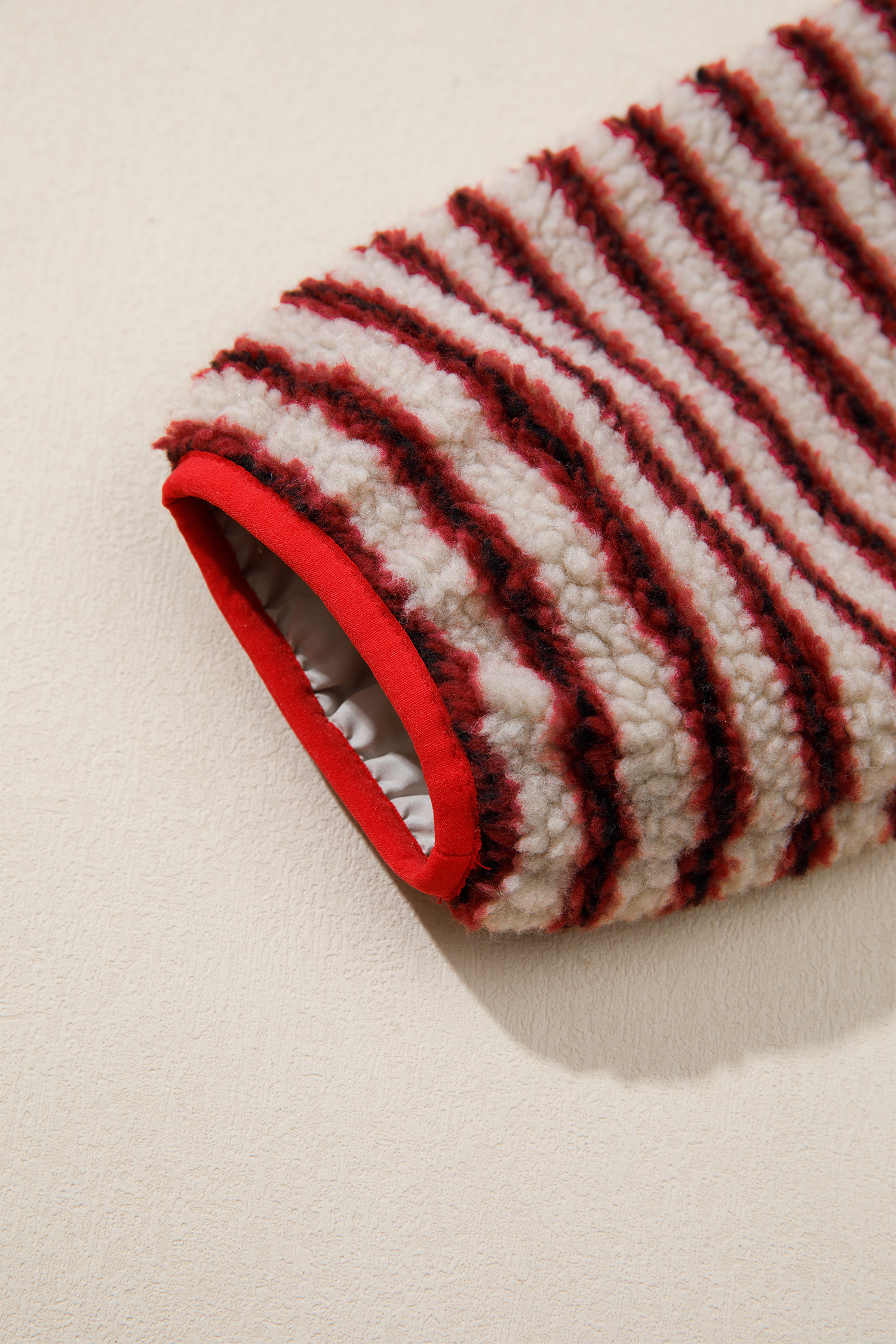 Women's Sherpa Sweatshirt, Casual Striped Pullover - Detail View 10
