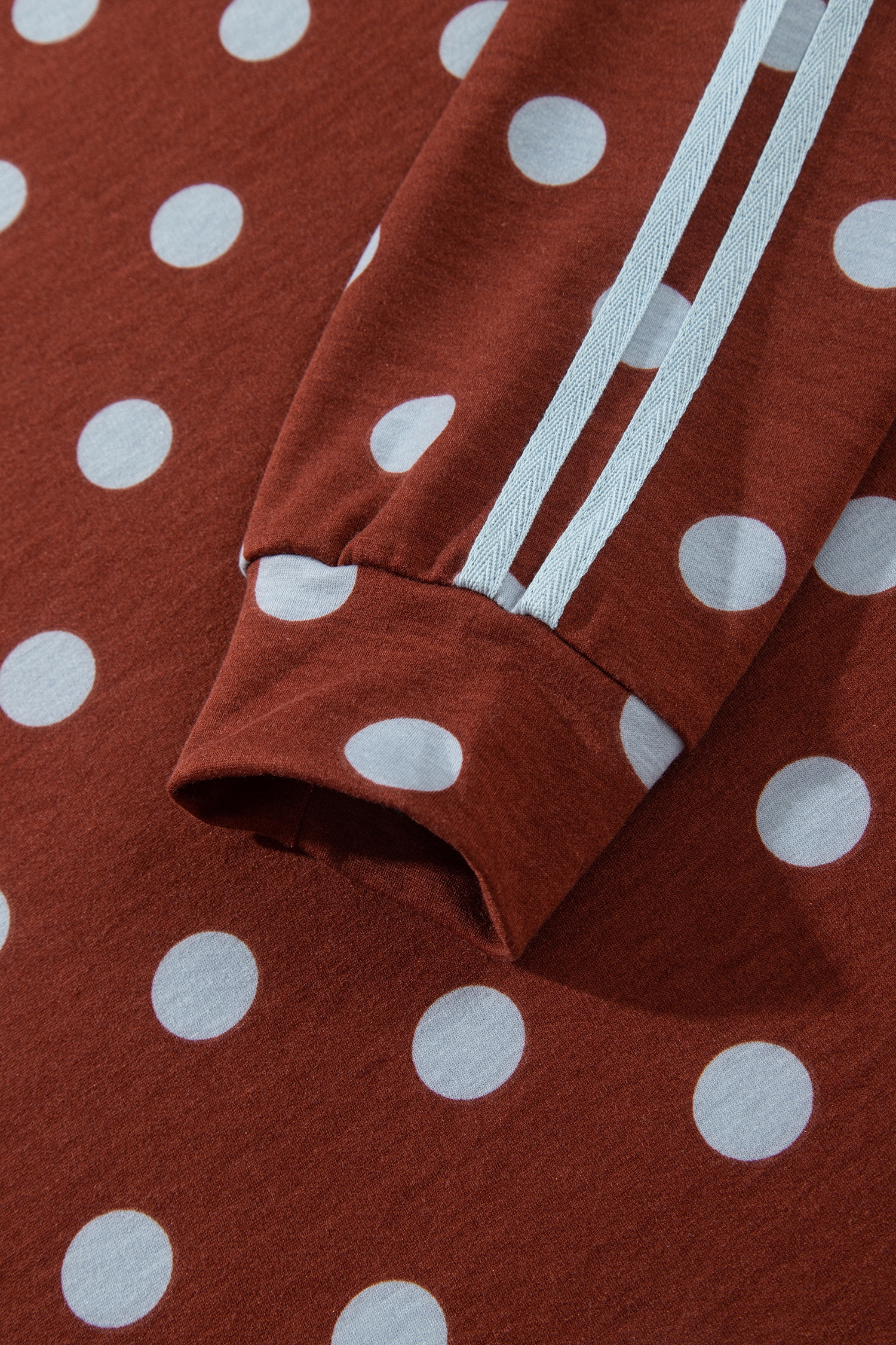 Soft Long Sleeve Pant Set, Brown Polka Dot Loungewear - Detail View 6