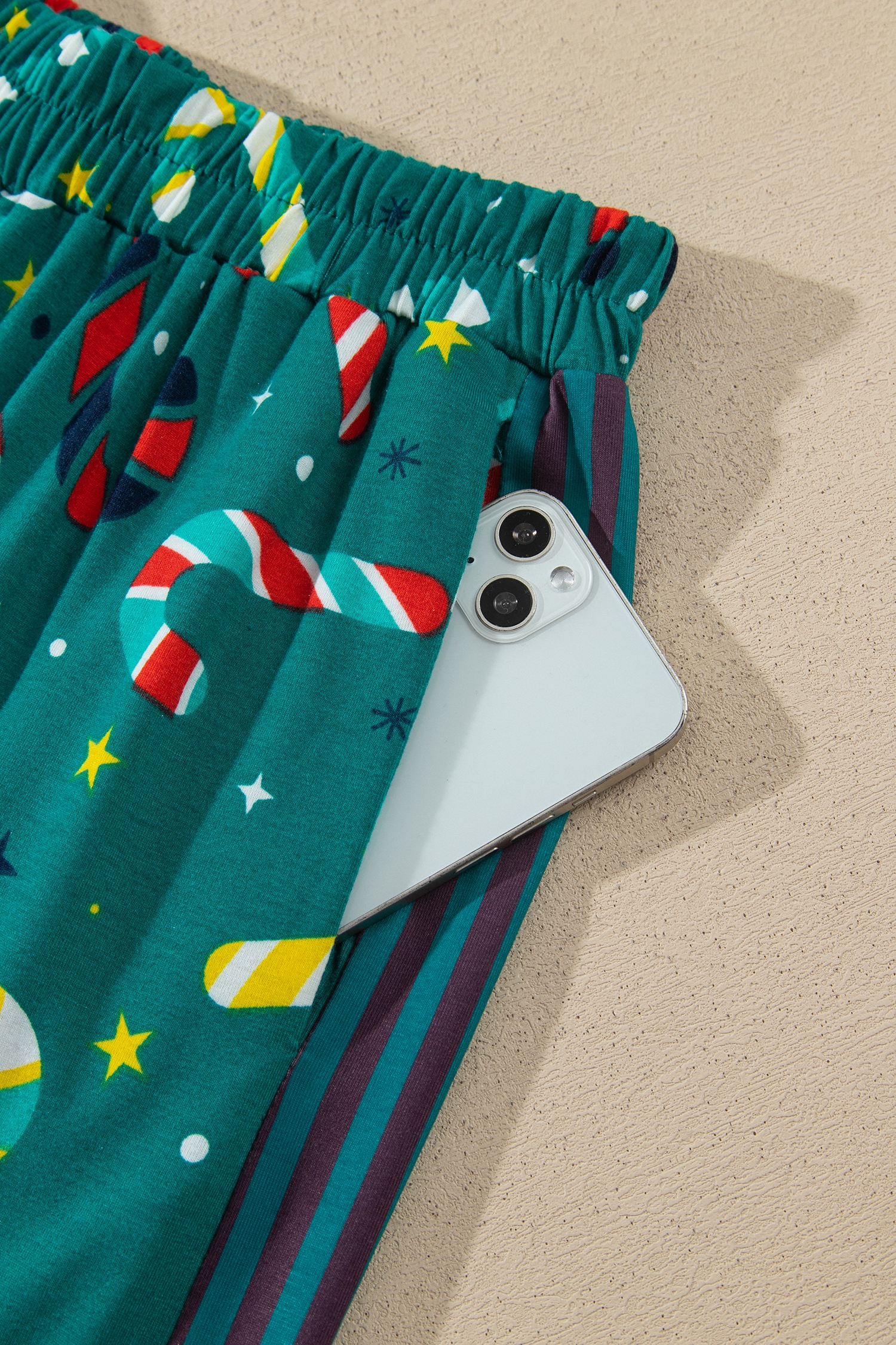 Soft Button Down PJ Set, Festive Holiday Loungewear - Detail View 15