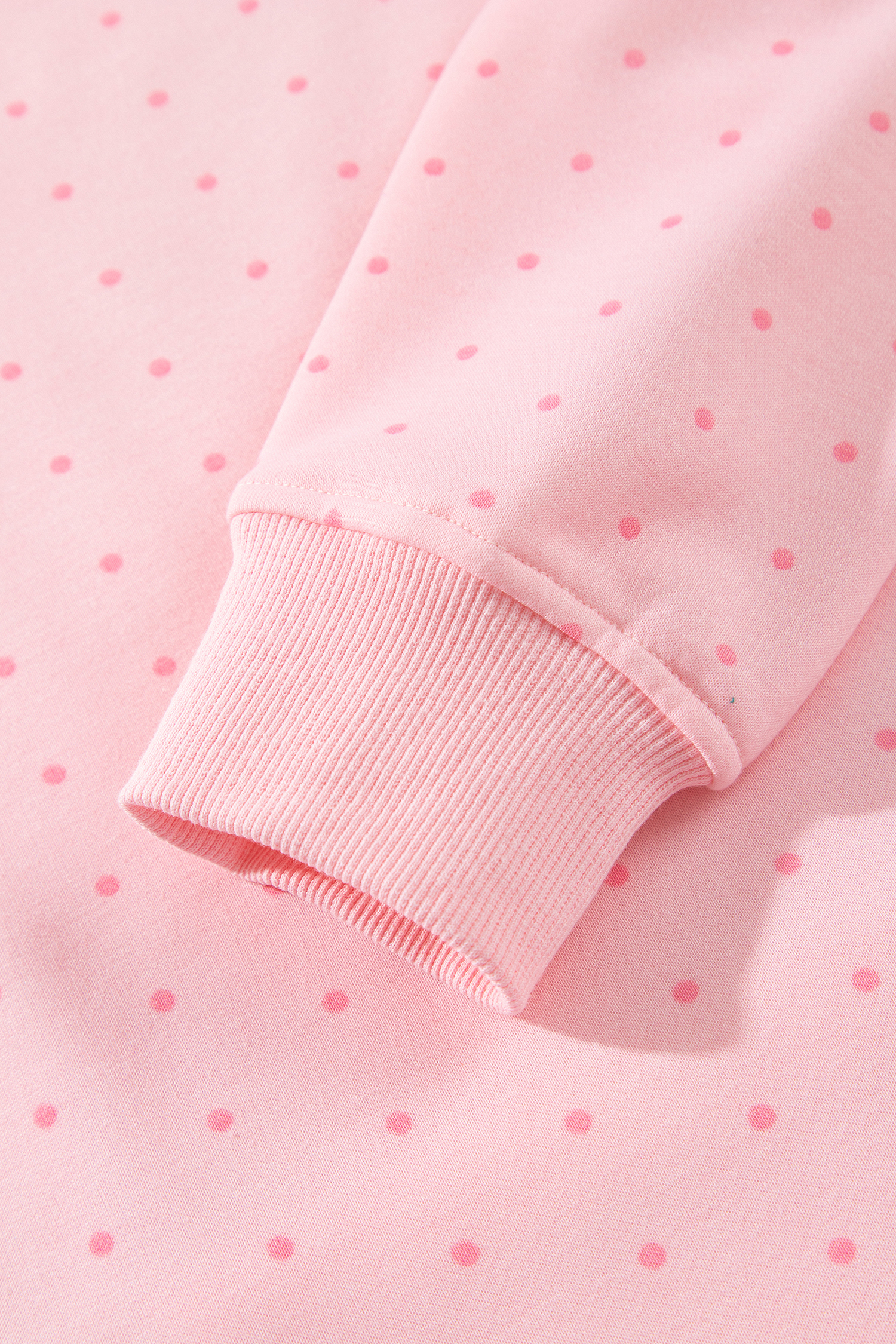 Cozy Pink Polka Dot Hoodie Shorts Set, Soft Women Outfit - Detail View 12