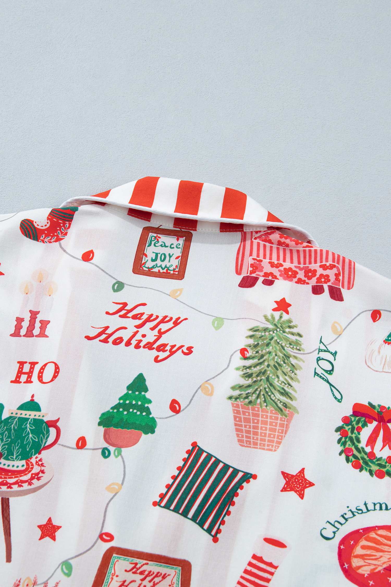 Women's Soft Viscose Lounge Set, Striped Holiday Sleepwear - Detail View 11