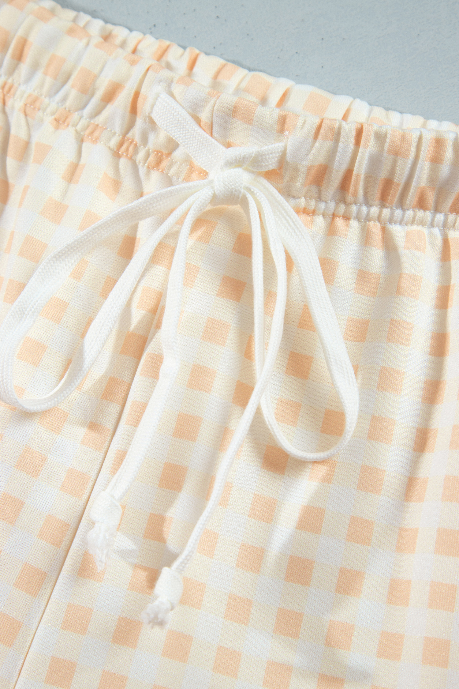 Women's Gingham Lounge Set, Casual Plaid Pullover Shorts - Detail View 11