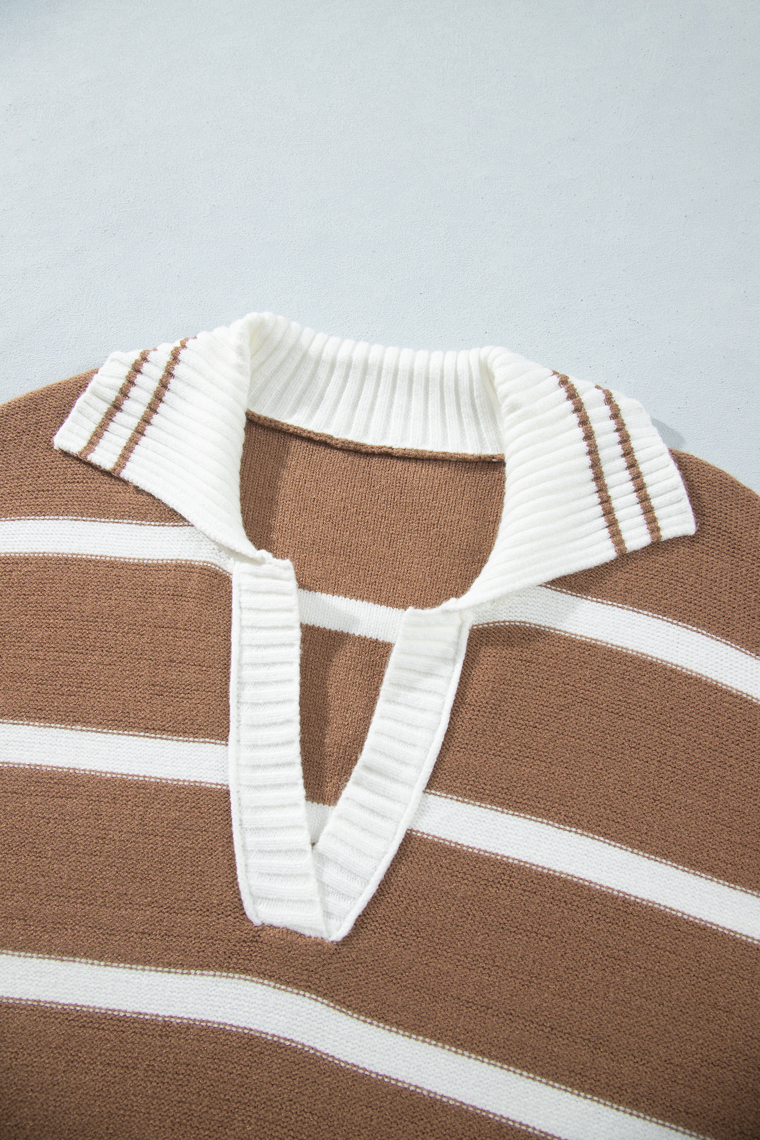 Women's Striped V Neck Sweater, Casual Fall Pullover - Detail View 10