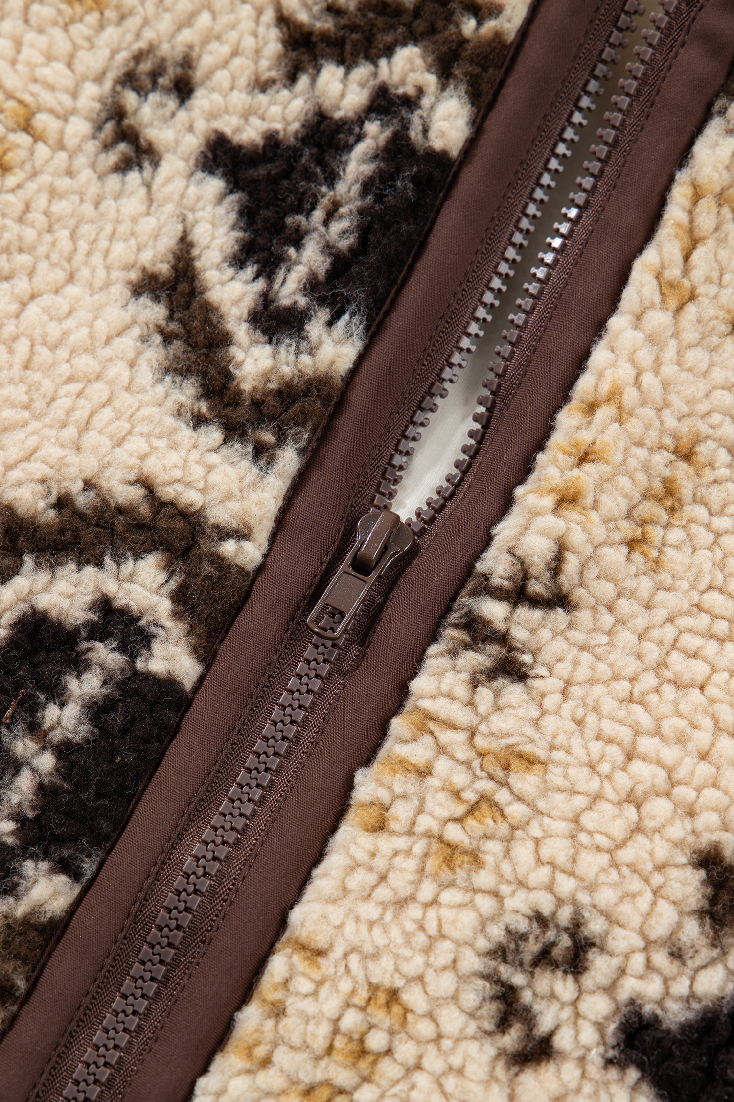 Warm Sherpa Quarter Zip, Women's Khaki Geometric Pullover - Detail View 15