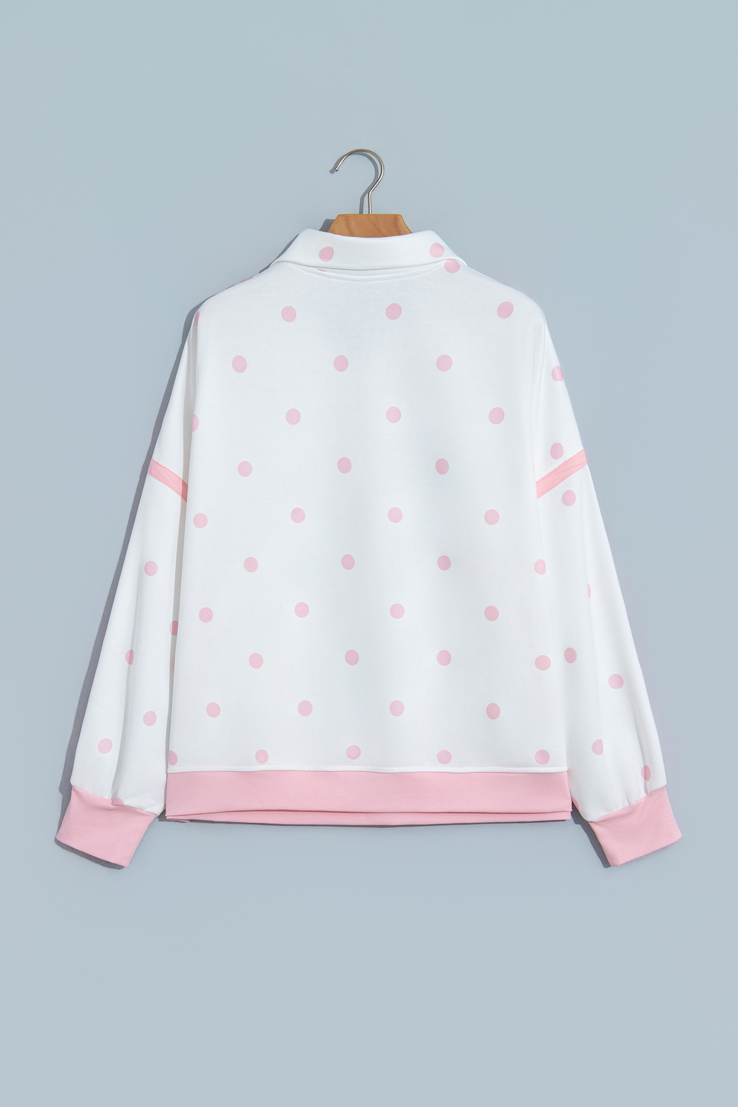 Drop Shoulder Polka Dot Sweatshirt, Relaxed Women's Casual - Detail View 5