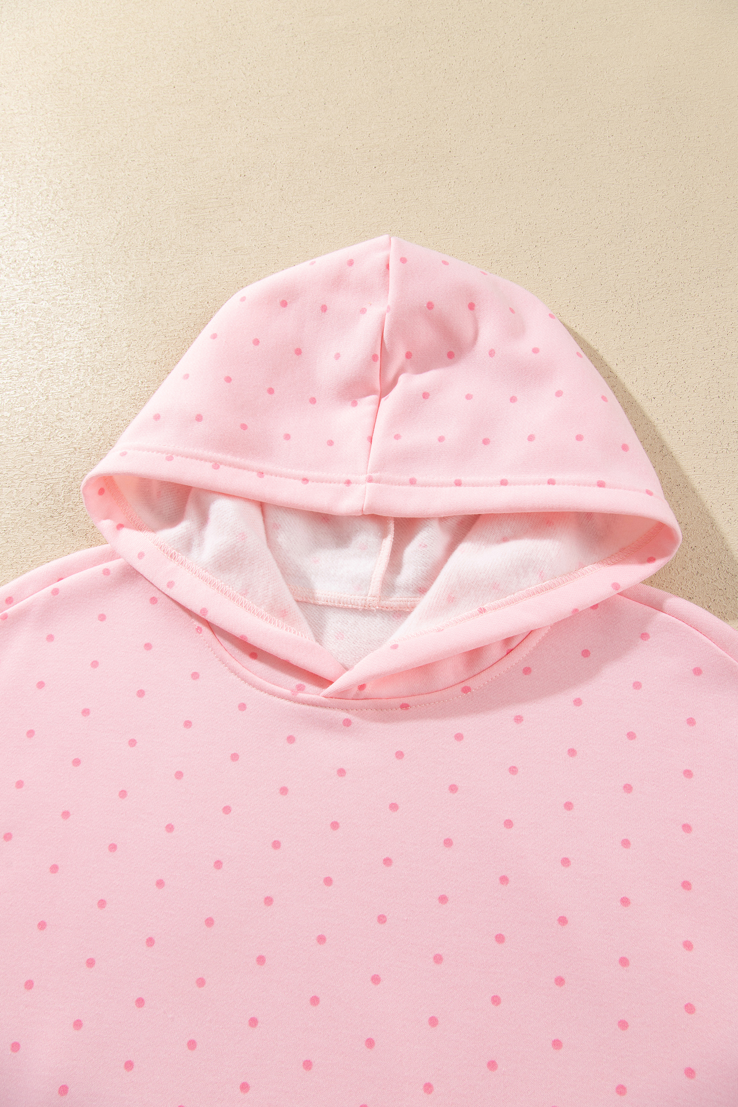 Pink Polka Dot Oversized Hoodie Set, Trendy Women Lounge - Detail View 8