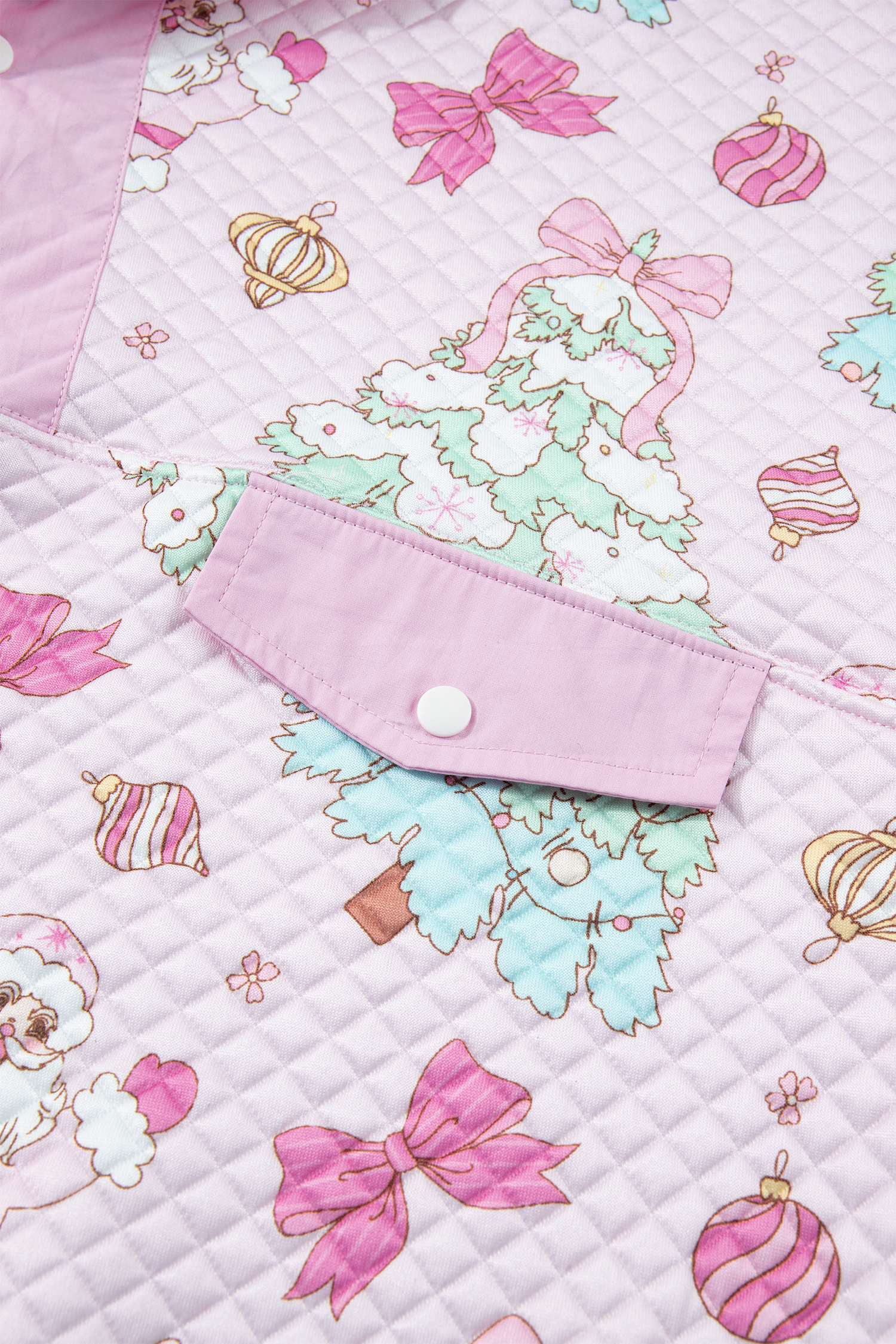 Pink Quilted Women's Sweatshirt, Casual Christmas Pullover - Detail View 19