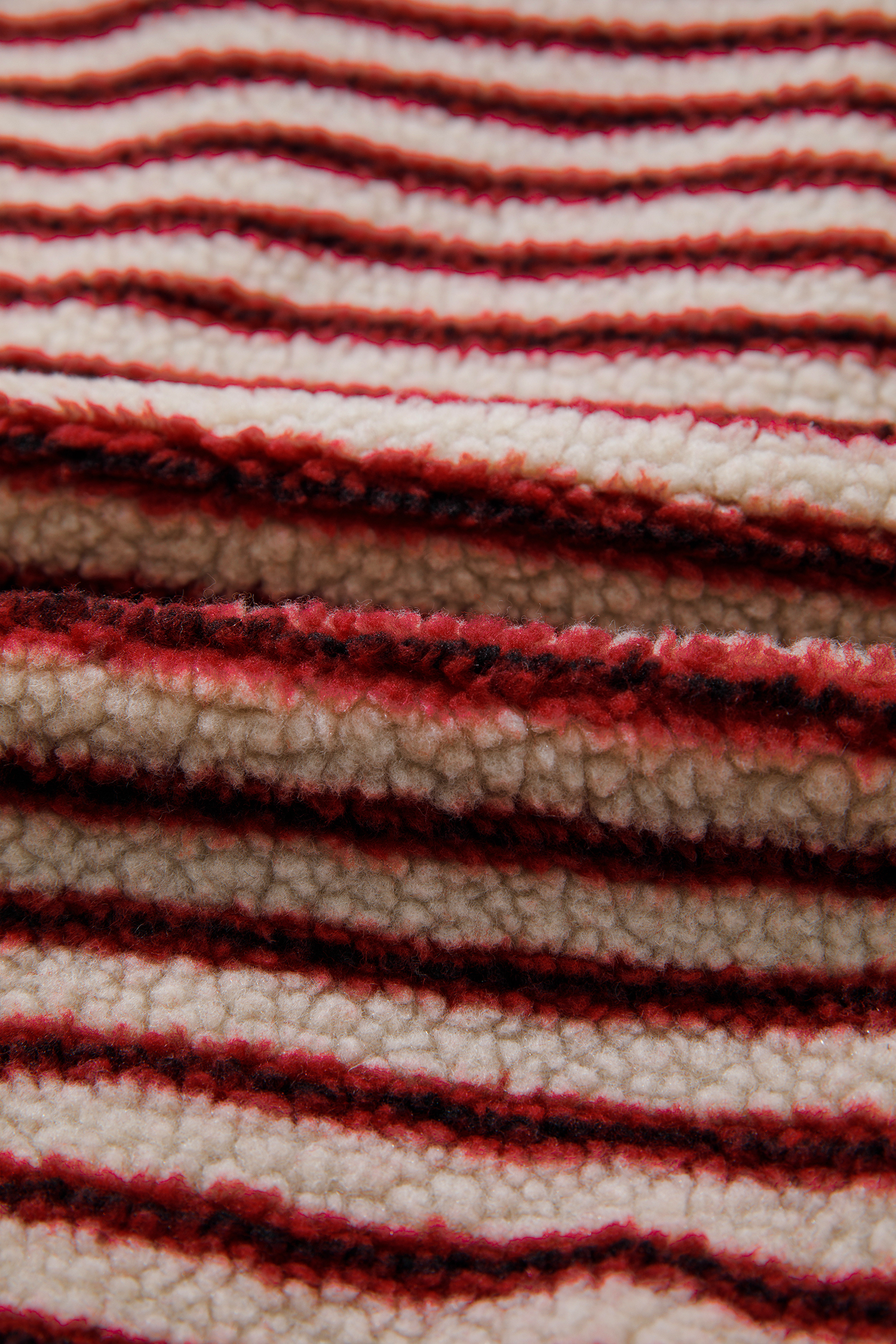Women's Striped Fleece Sweatshirt, Stand Neck Pullover - Detail View 11
