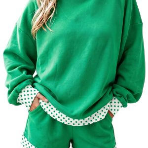 Women's Casual Pullover Shorts Set, Cozy Daily Lounge - Main View