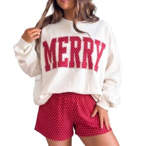 Red Holiday Pajama Set, Polka Dot Women's Loungewear - Main View