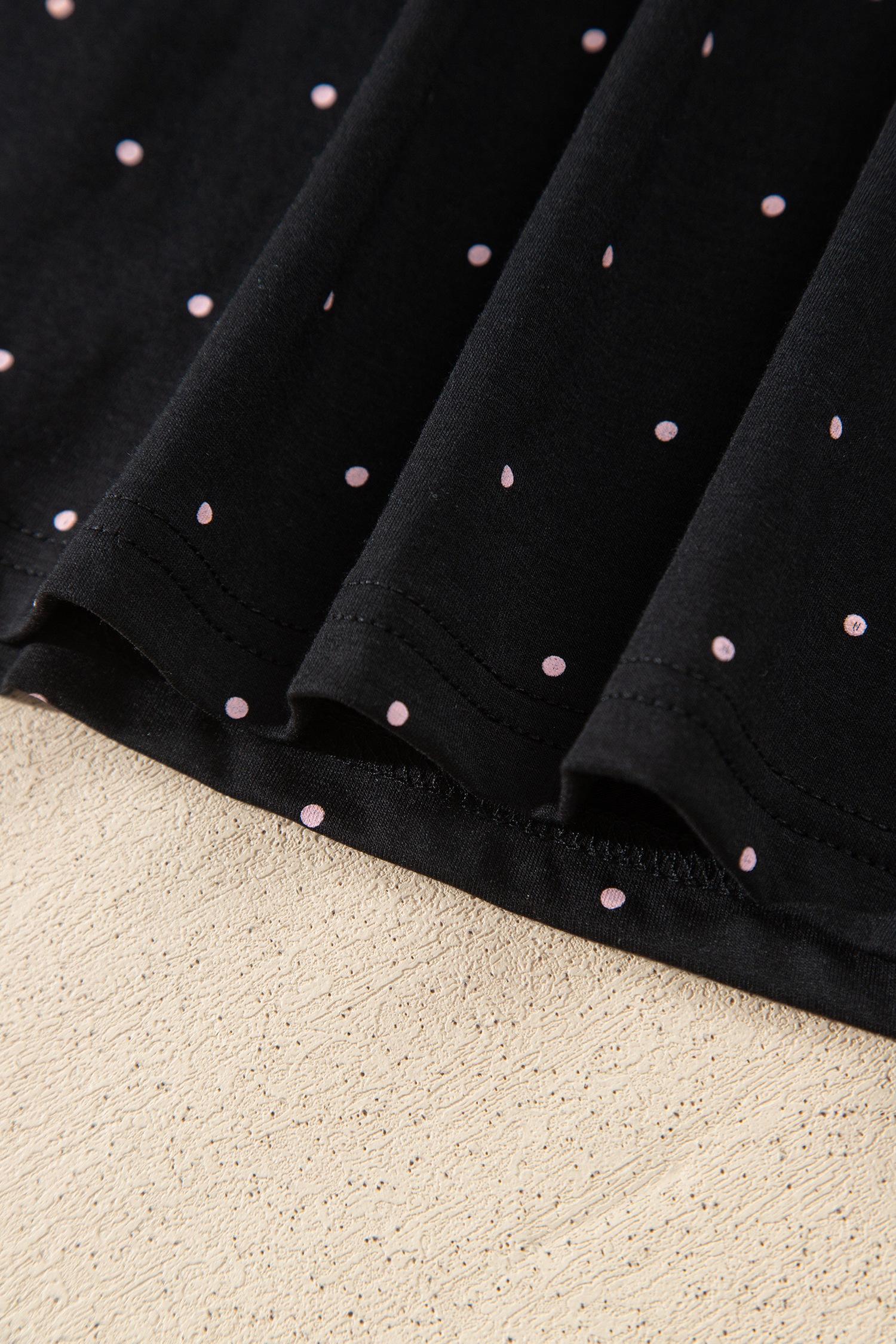 Polka Dot Two Piece Lounge Set, Women's Lace Trim PJ Set - Detail View 14