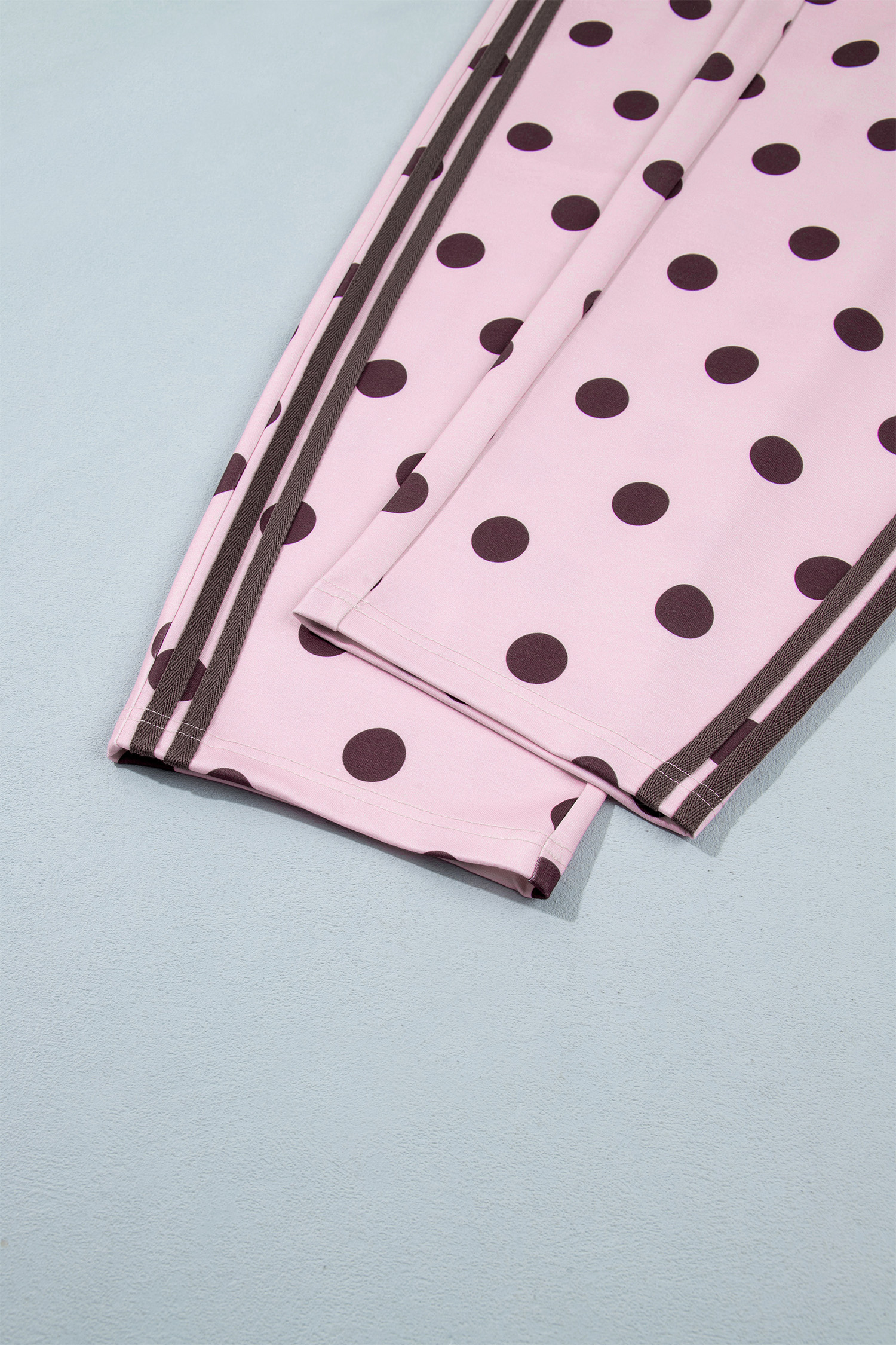 Women Polka Dot Pant Set, Casual Long Sleeve Outfit - Detail View 7