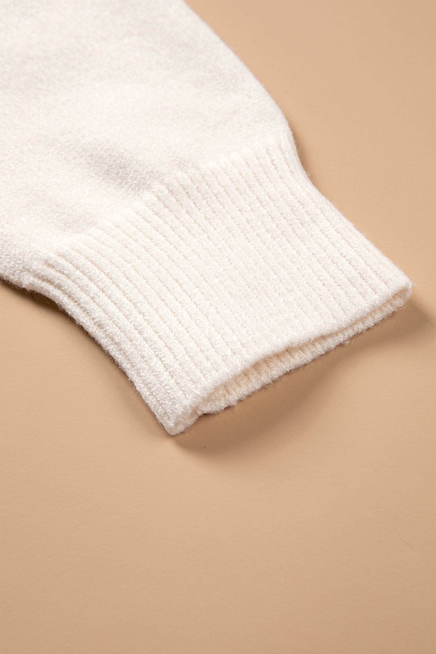 Beige Viscose Christmas Sweater, Soft Women Knit Pullover - Detail View 12