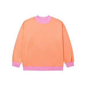 Plus Size Orange Sweatshirt, Casual Contrast Trim Women - Main View