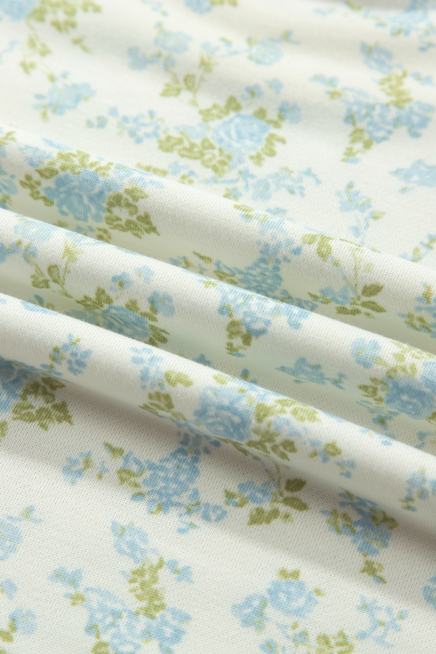 Floral Sky Blue Pants Set, Casual Daily Long Sleeve Lounge - Detail View 10