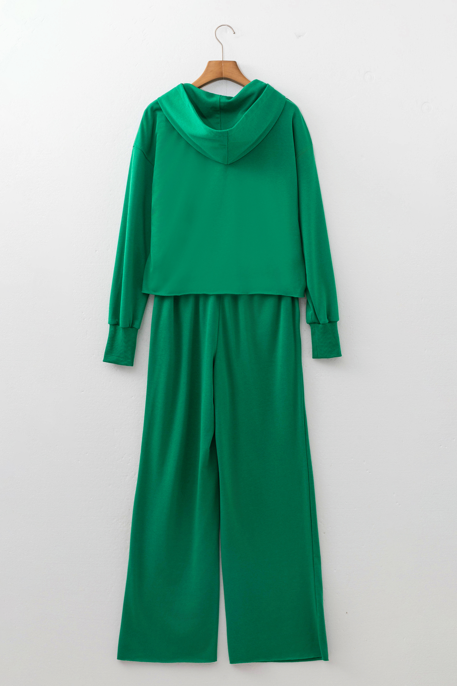 Cotton Blend Hooded Pants Set, High Waist Women Loungewear - Detail View 3