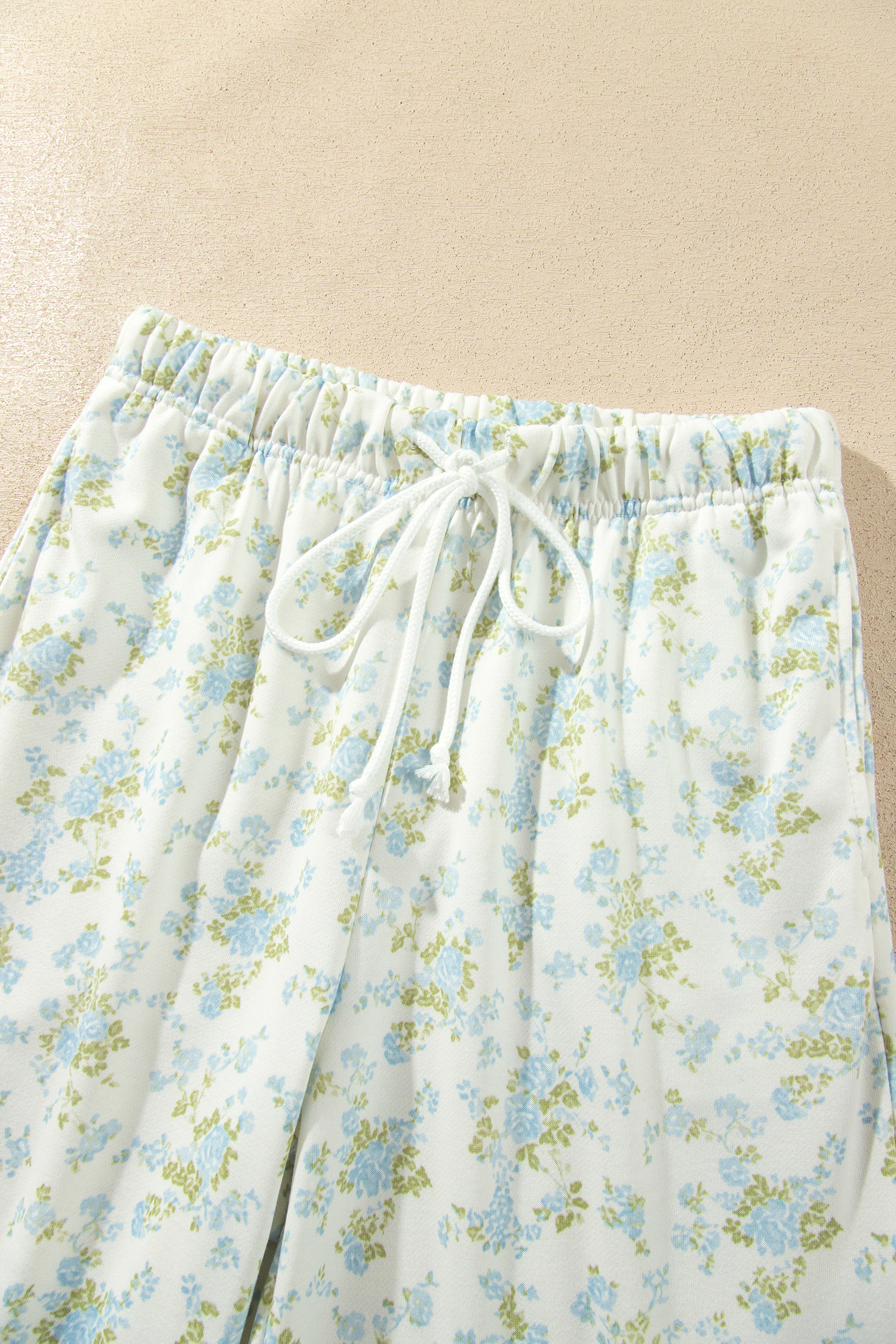 Floral Print Wide Leg Set, Cozy Autumn Loungewear Women - Detail View 11