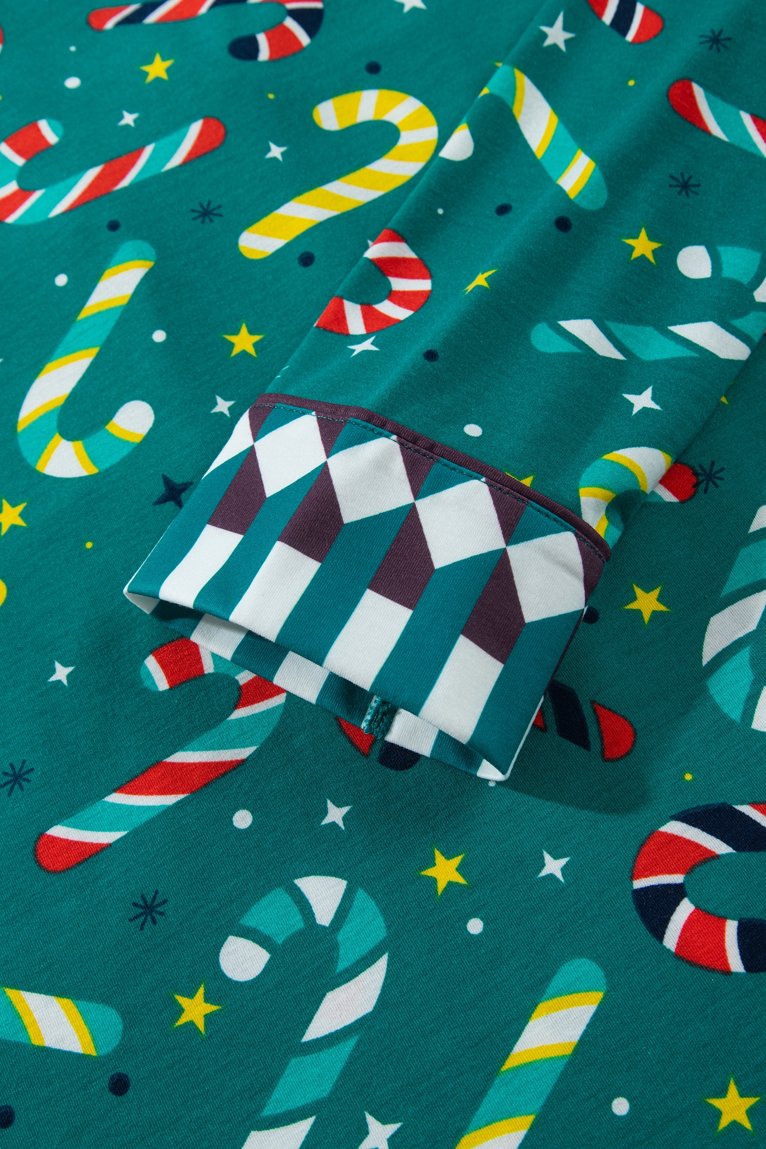 Women's Candy Cane Pajama Set, Long Sleeve Sleepwear - Detail View 13