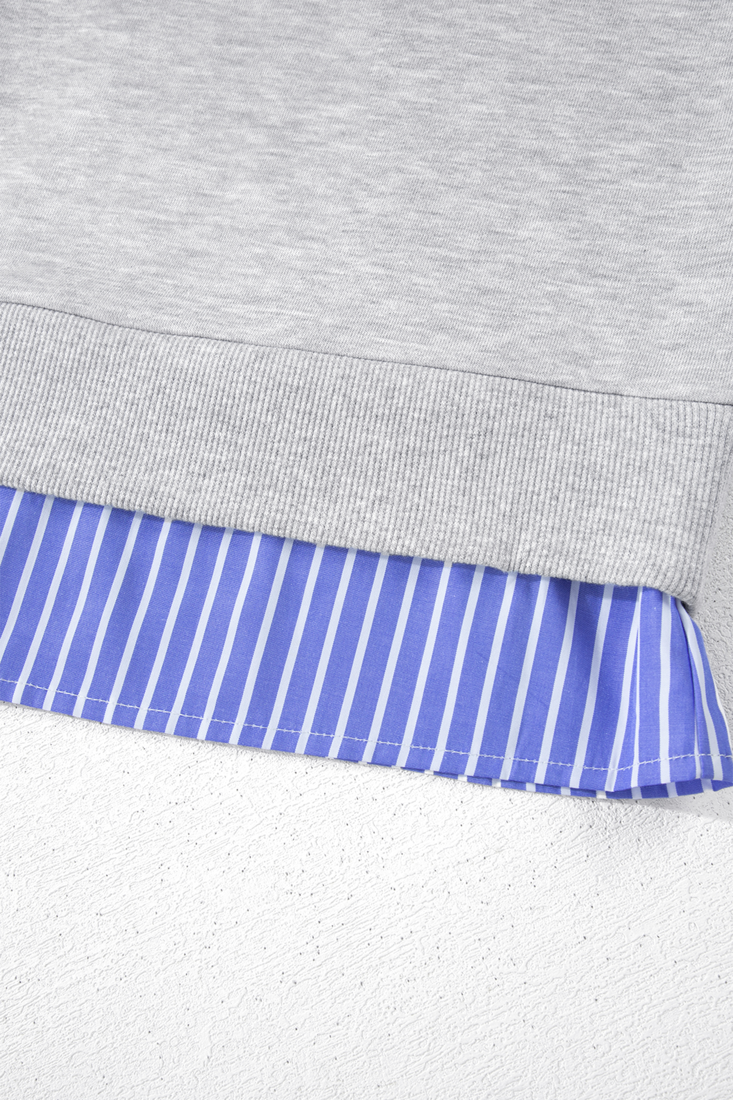 Women Striped Collar Pullover, Preppy Patchwork Sweatshirt - Detail View 11