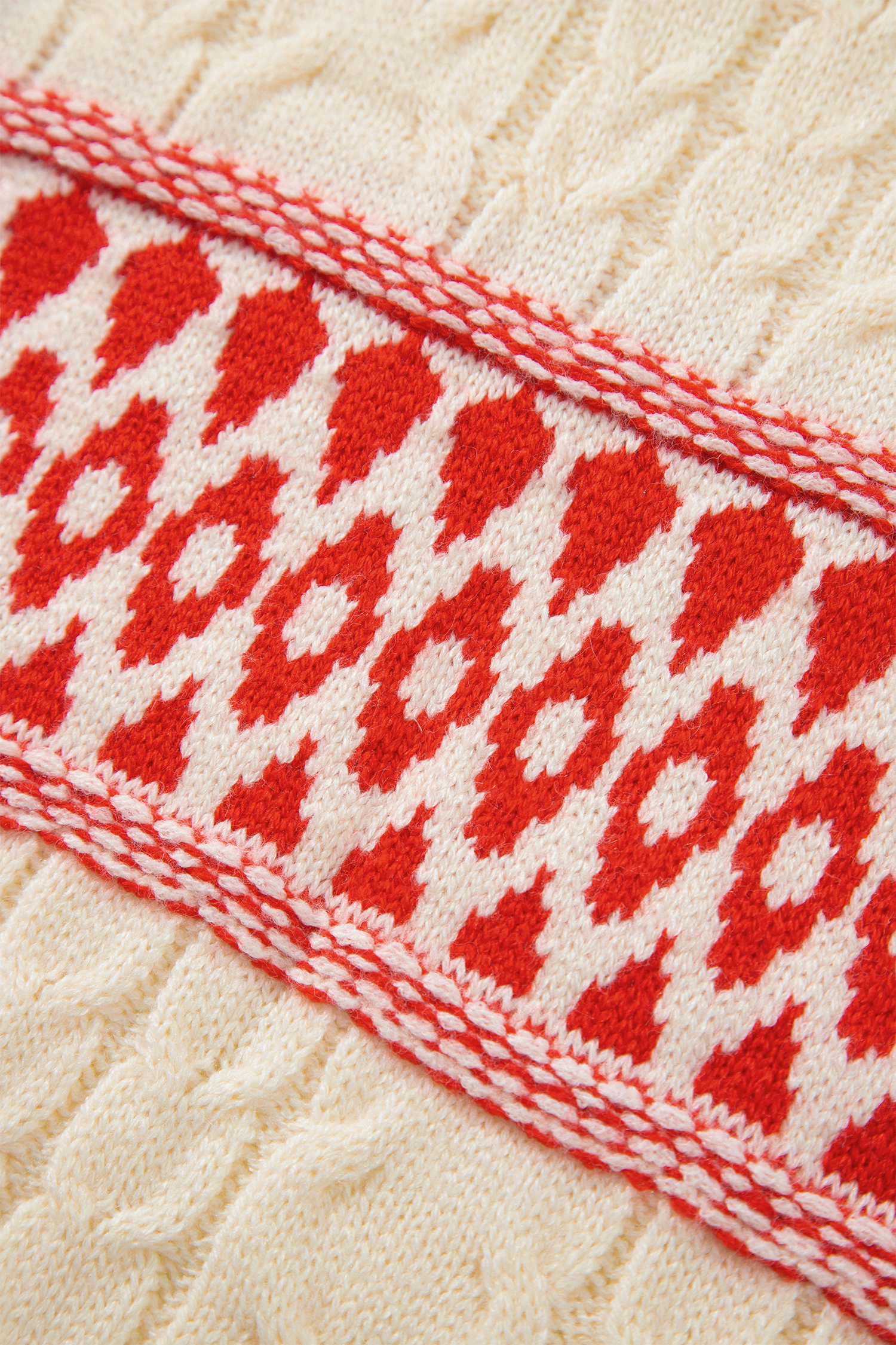 Red Western Pattern Sweater, Chic Apres Ski Women's Knit - Detail View 14