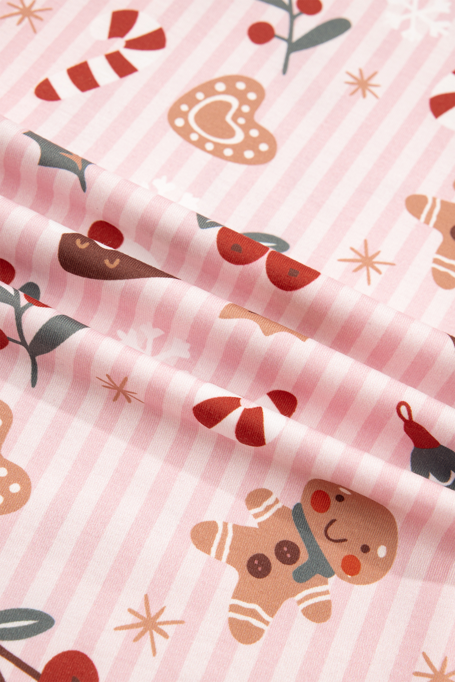 Women's Festive Print Pajama Set, Short Sleeve Pink Lounge - Detail View 11