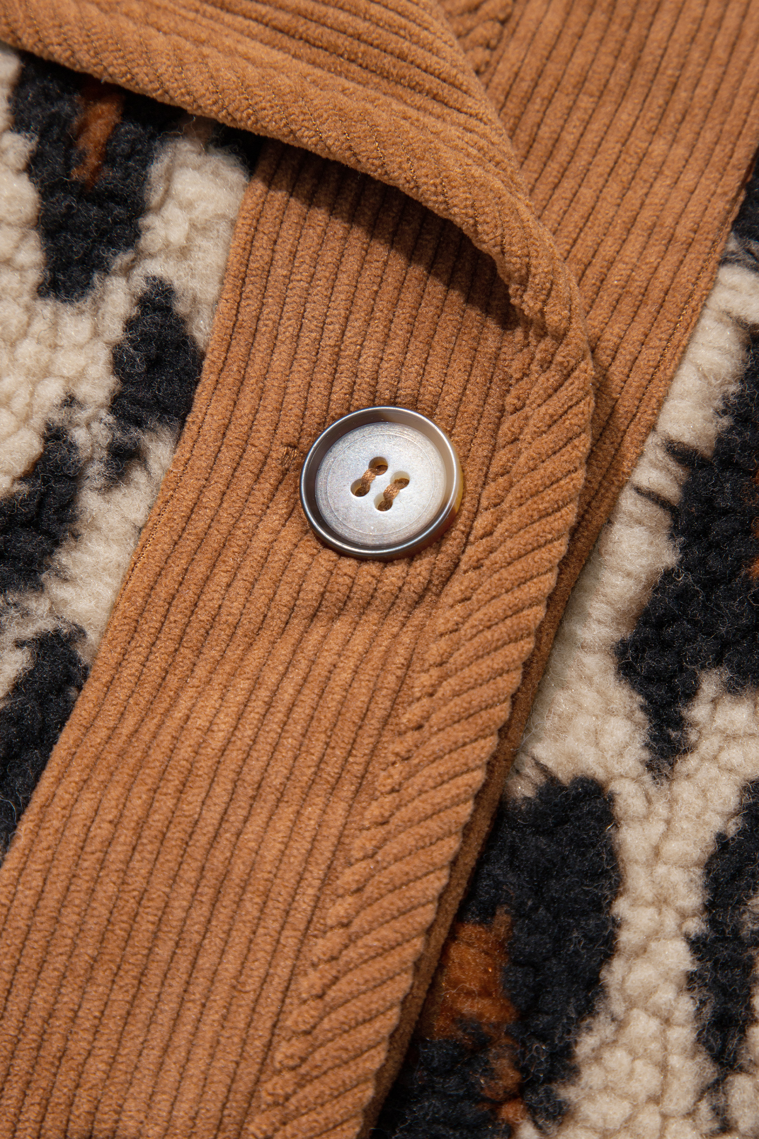 Women's Plush Leopard Print Jacket, Button Front Outerwear - Detail View 14