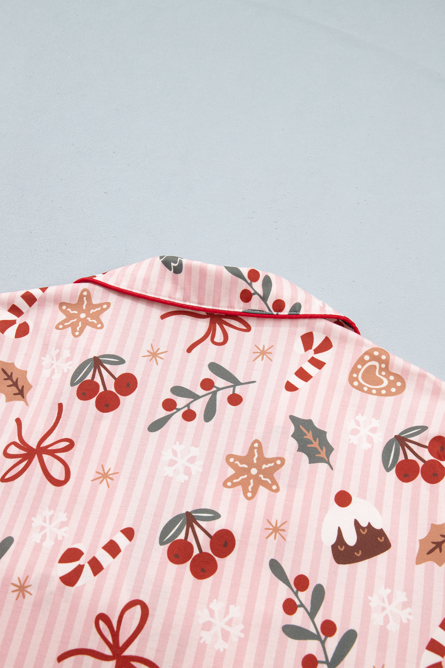 Soft Pink Christmas Pajama Set, Women Short Sleeve Lounge - Detail View 12