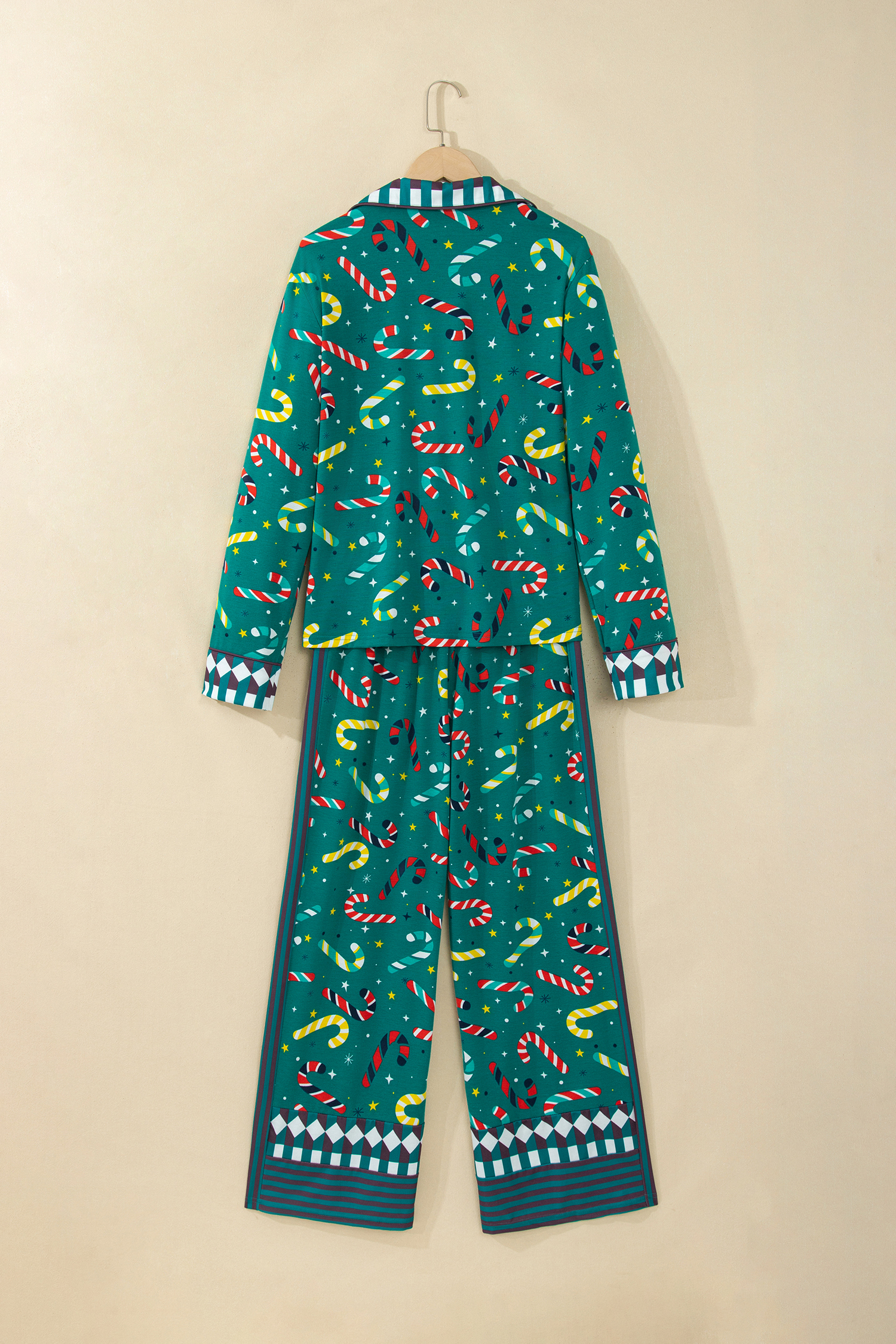 Soft Button Down PJ Set, Festive Holiday Loungewear - Detail View 6