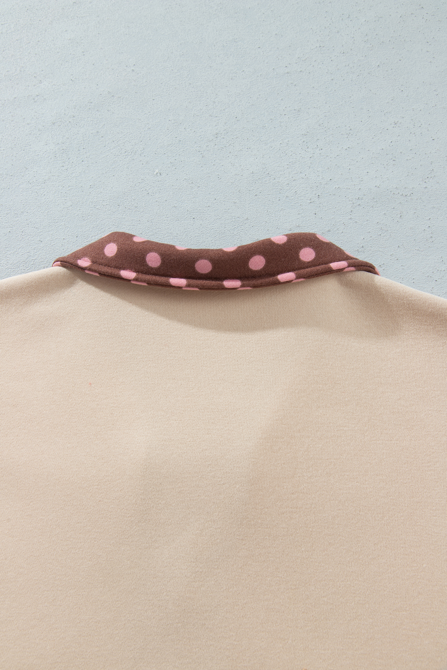 Women's Long Sleeve Pullover and Shorts Set, Polka Dot Brown - Detail View 9