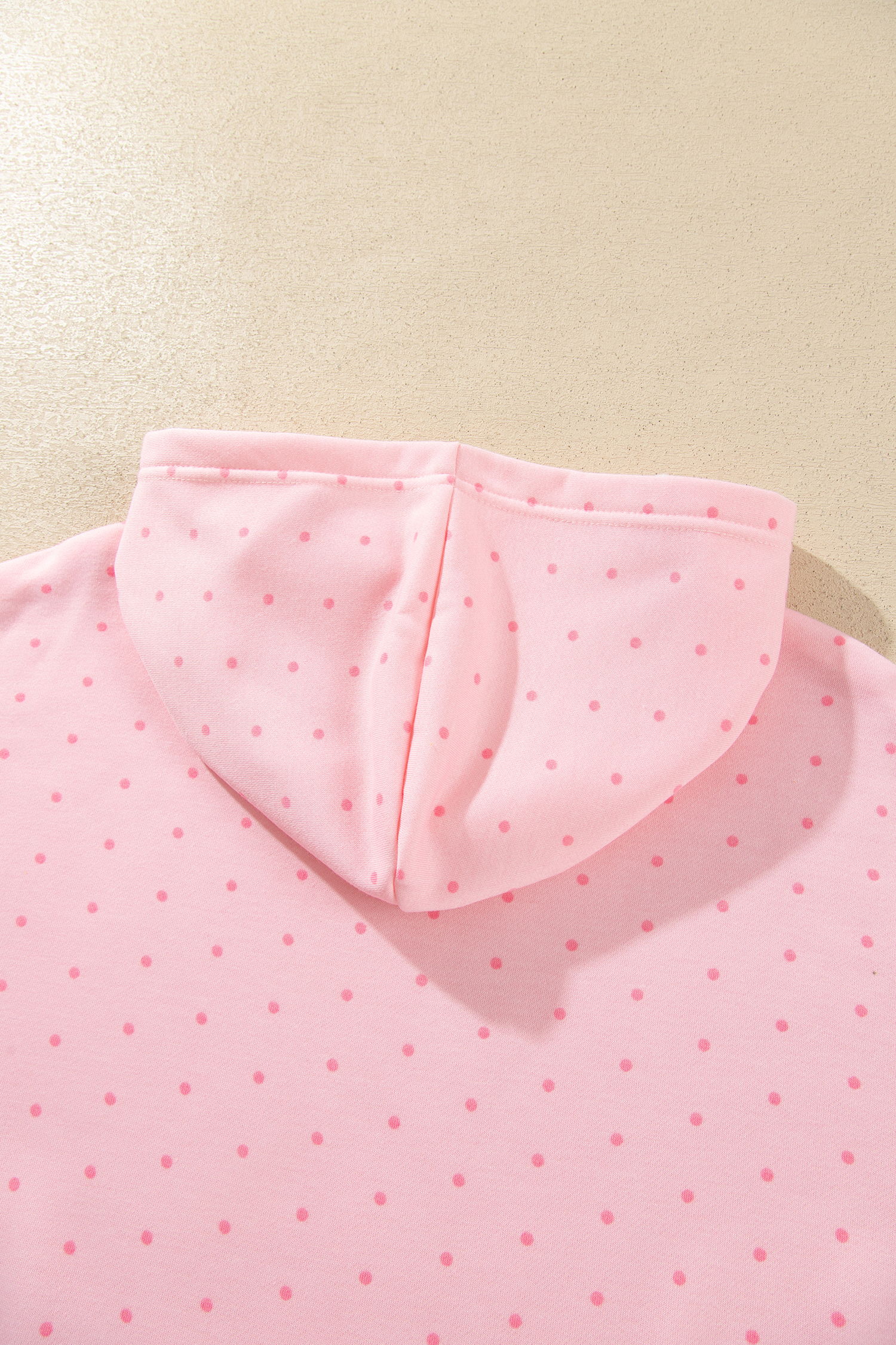 Pink Polka Dot Oversized Hoodie Set, Trendy Women Lounge - Detail View 11