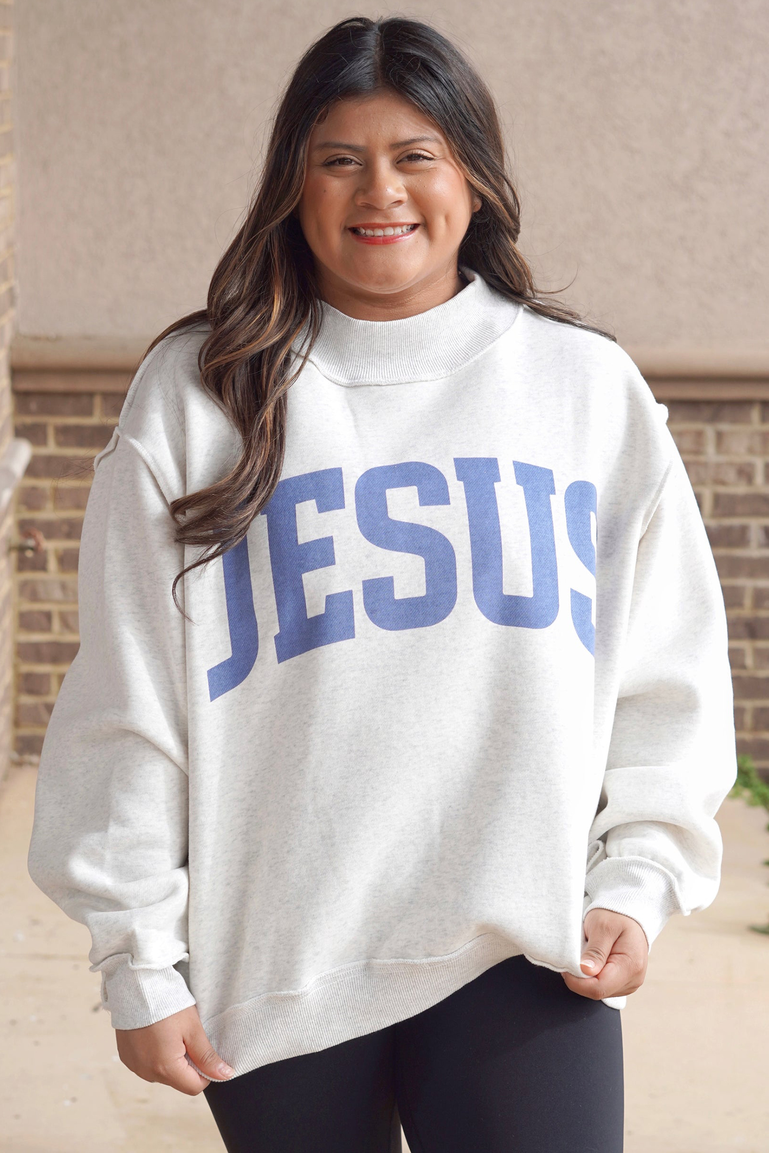 Women's Cozy Cotton Blend Pullover, Mock Neck Sweatshirt - Detail View 6