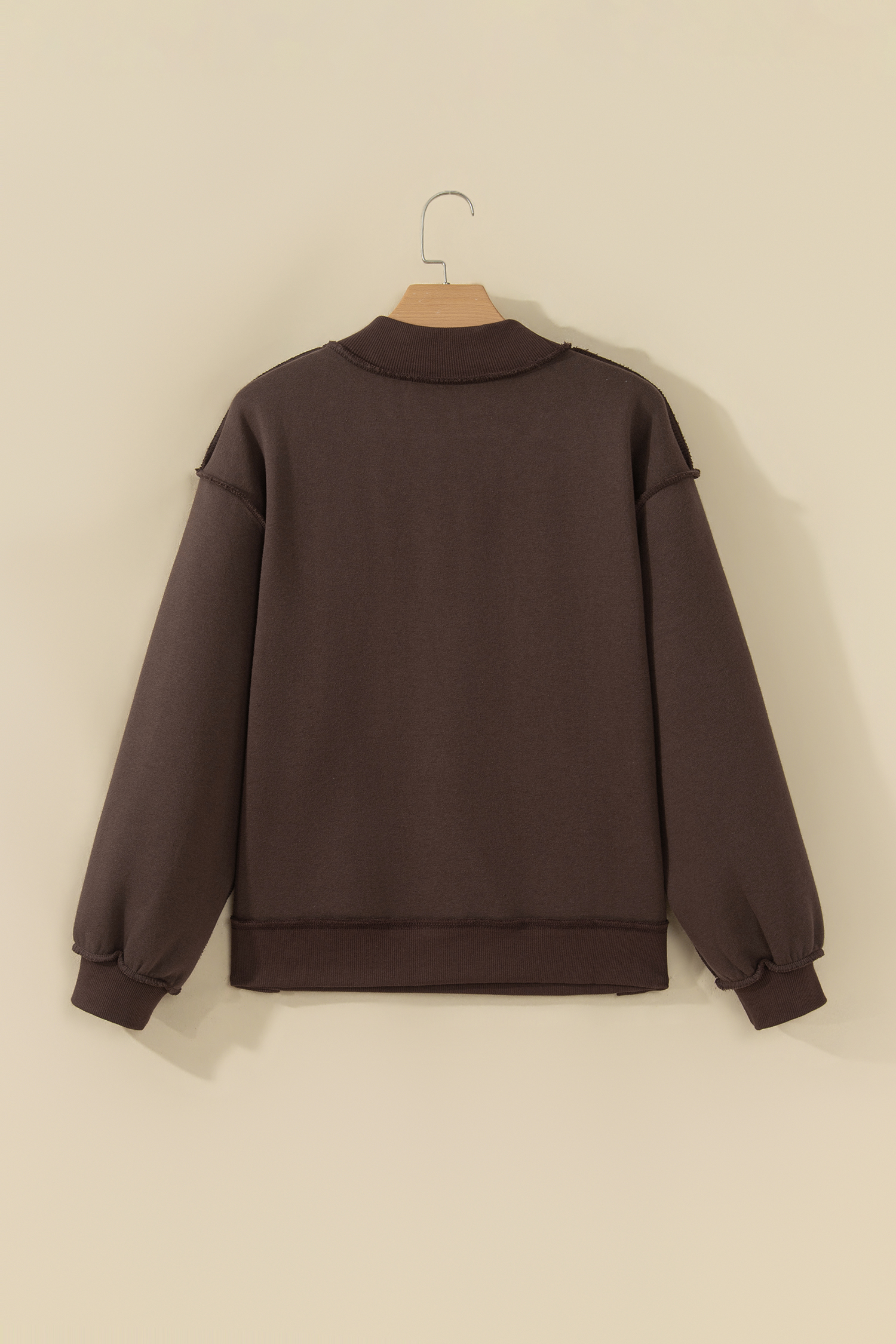 Brown Polka Dot PRAY Sweatshirt, Women's Faith Mock Neck - Detail View 5