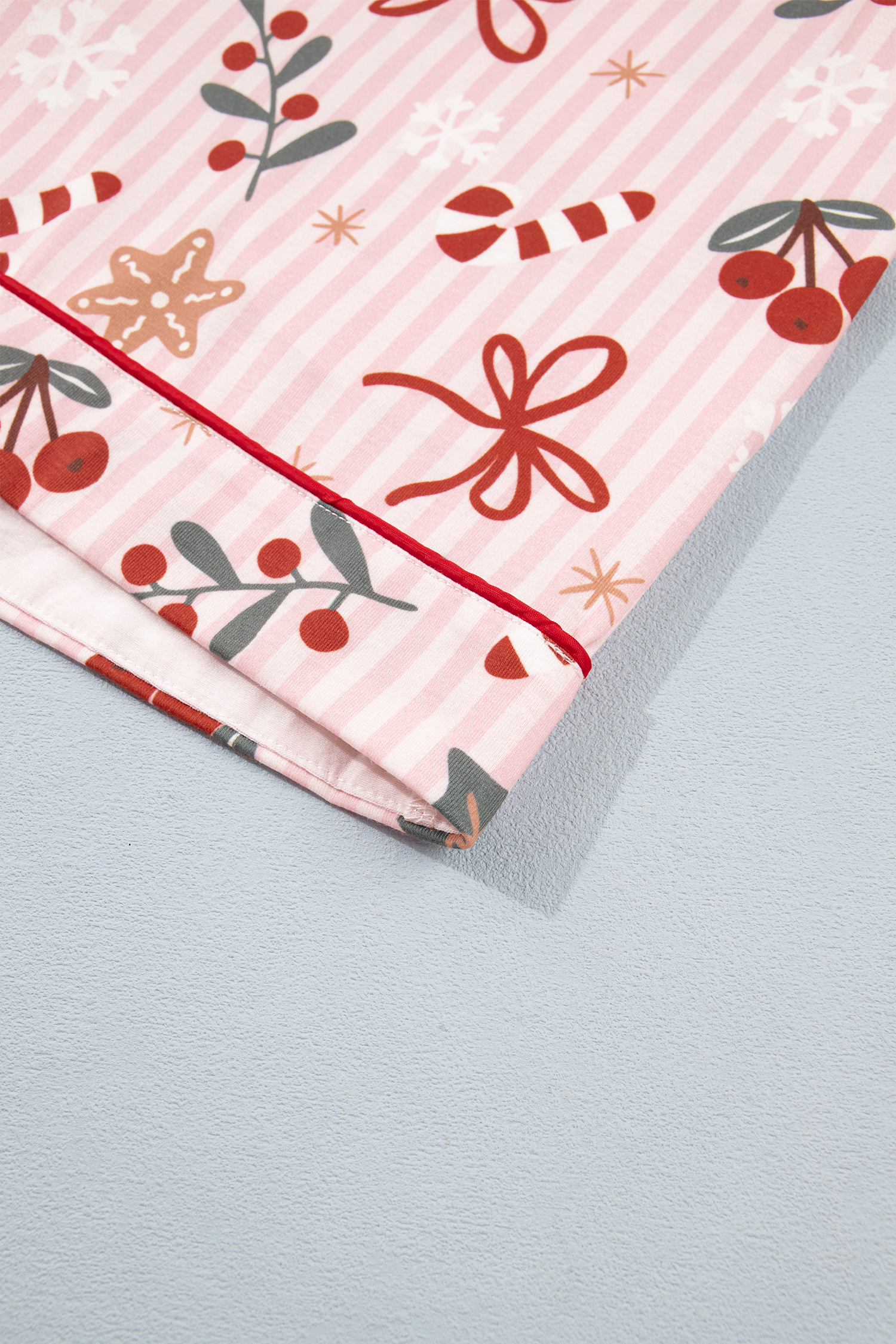 Women's Pink Christmas Pajama Set, Short Sleeve Lounge Wear - Detail View 7