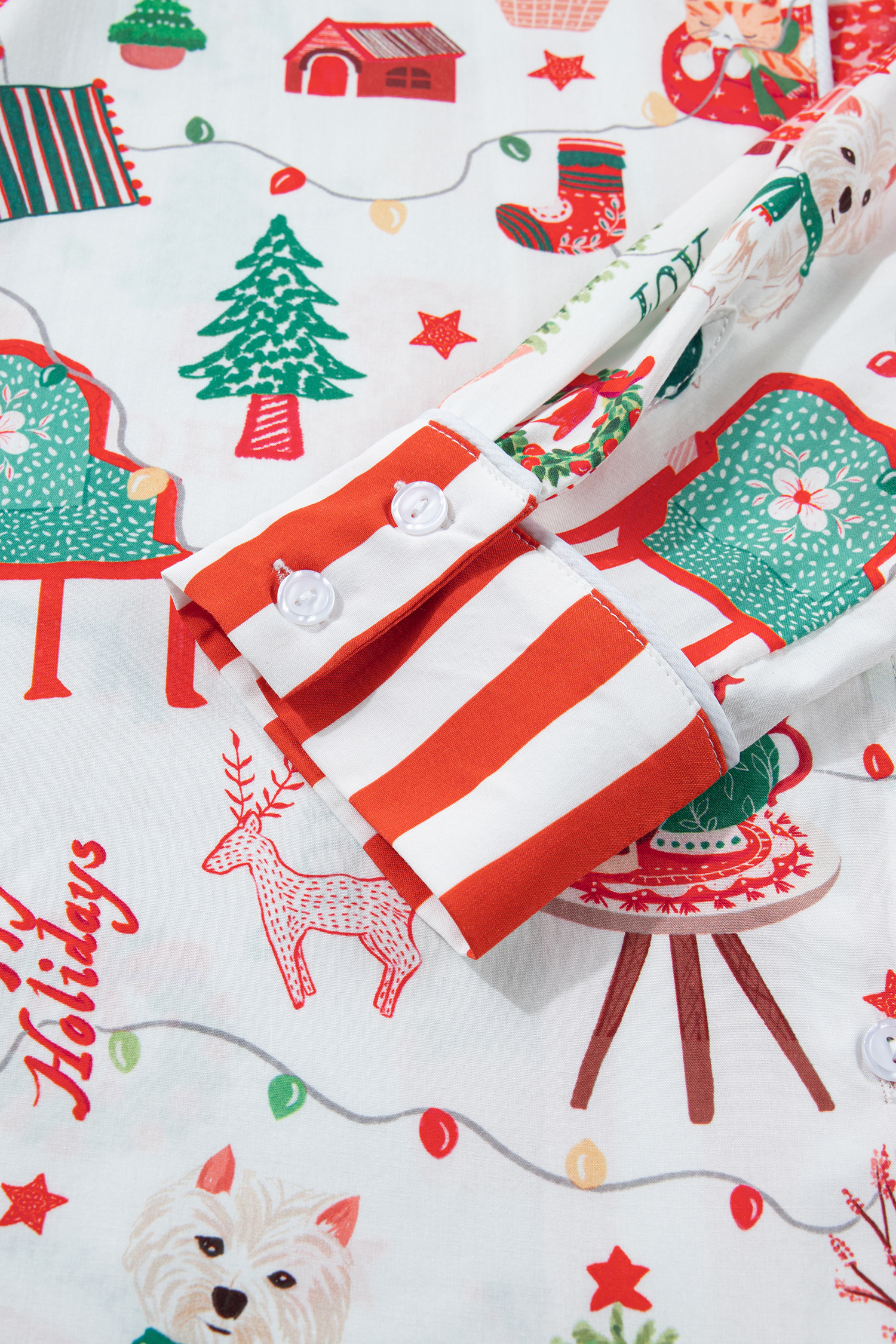 Women's Soft Viscose Lounge Set, Striped Holiday Sleepwear - Detail View 17