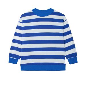 Striped Mock Neck Sweatshirt, Casual Daily Women Pullover - Main View