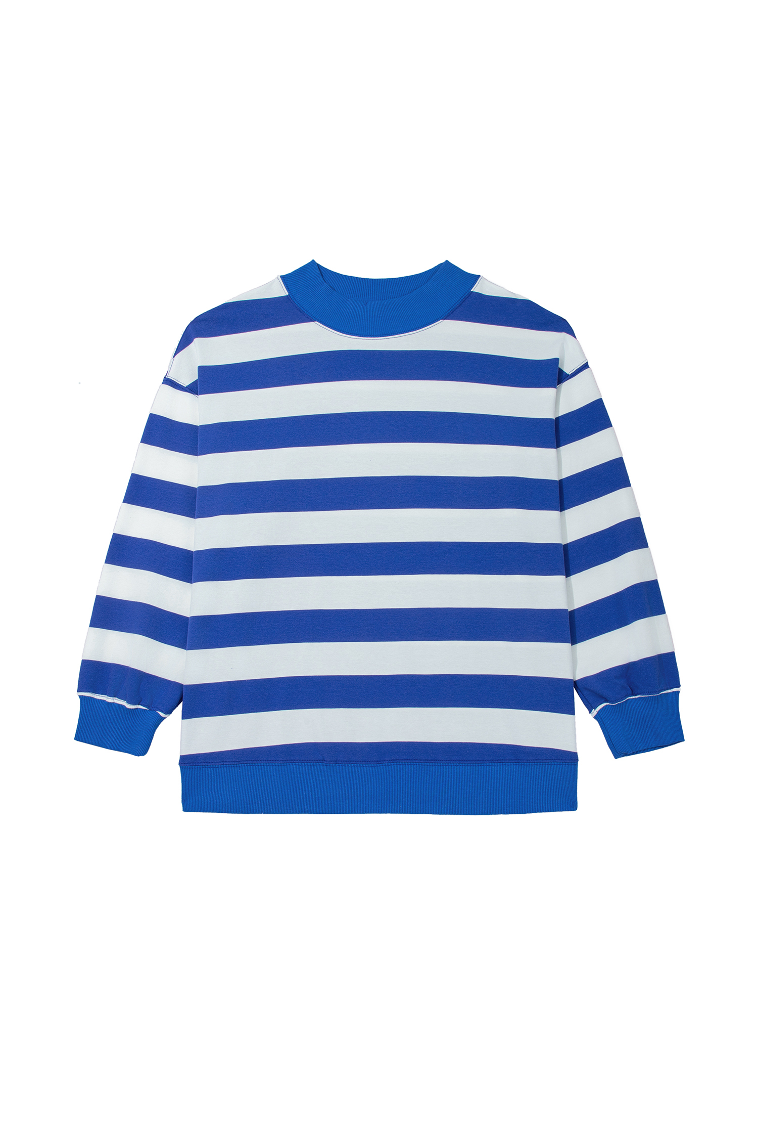 Striped Mock Neck Sweatshirt, Casual Daily Women Pullover - Main View