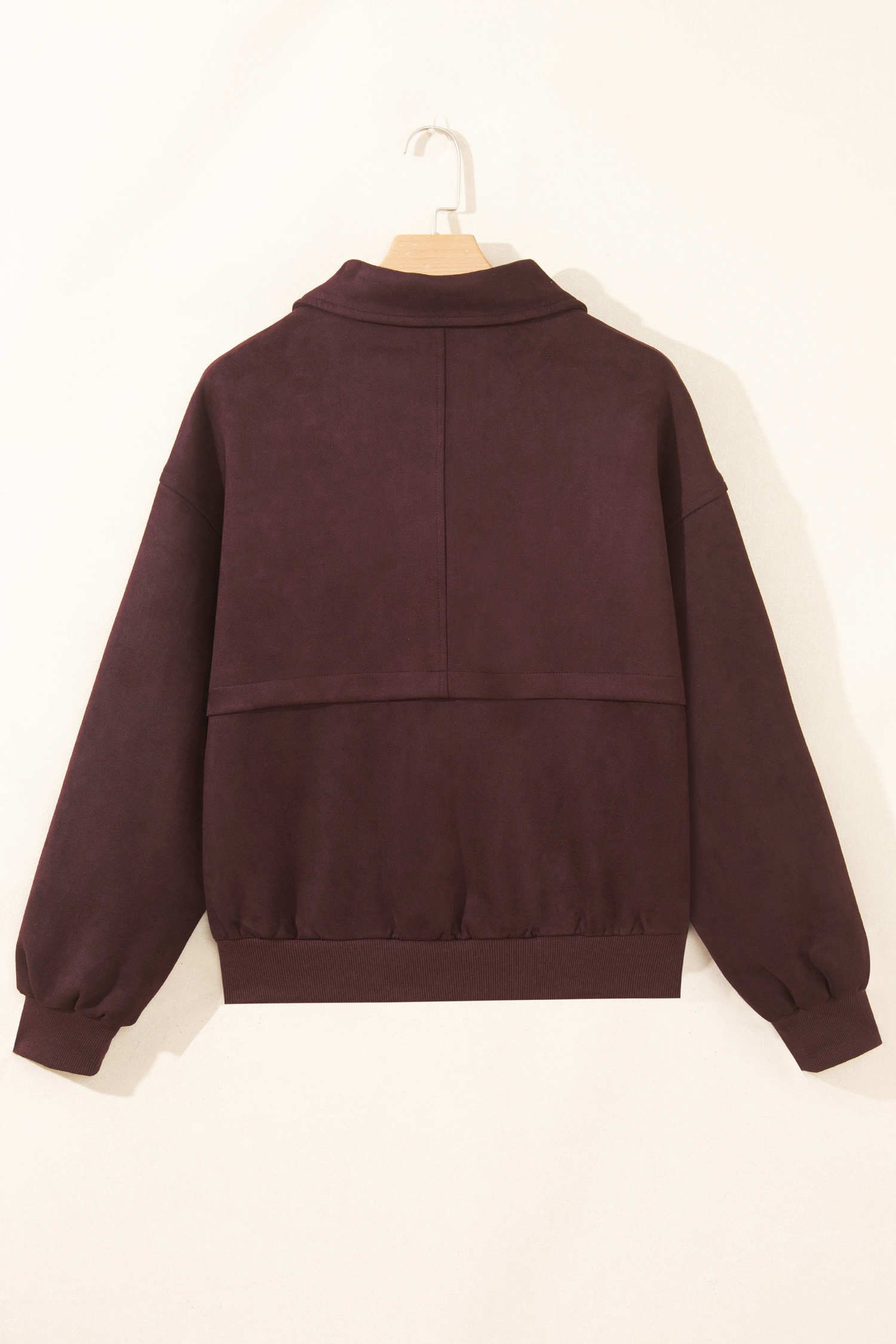 Chicory Coffee Women's Jacket, Solid Collar Bomber Style - Detail View 5
