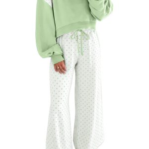 Women's Casual Two Piece Set, Polka Dot Pants Lounge - Main View