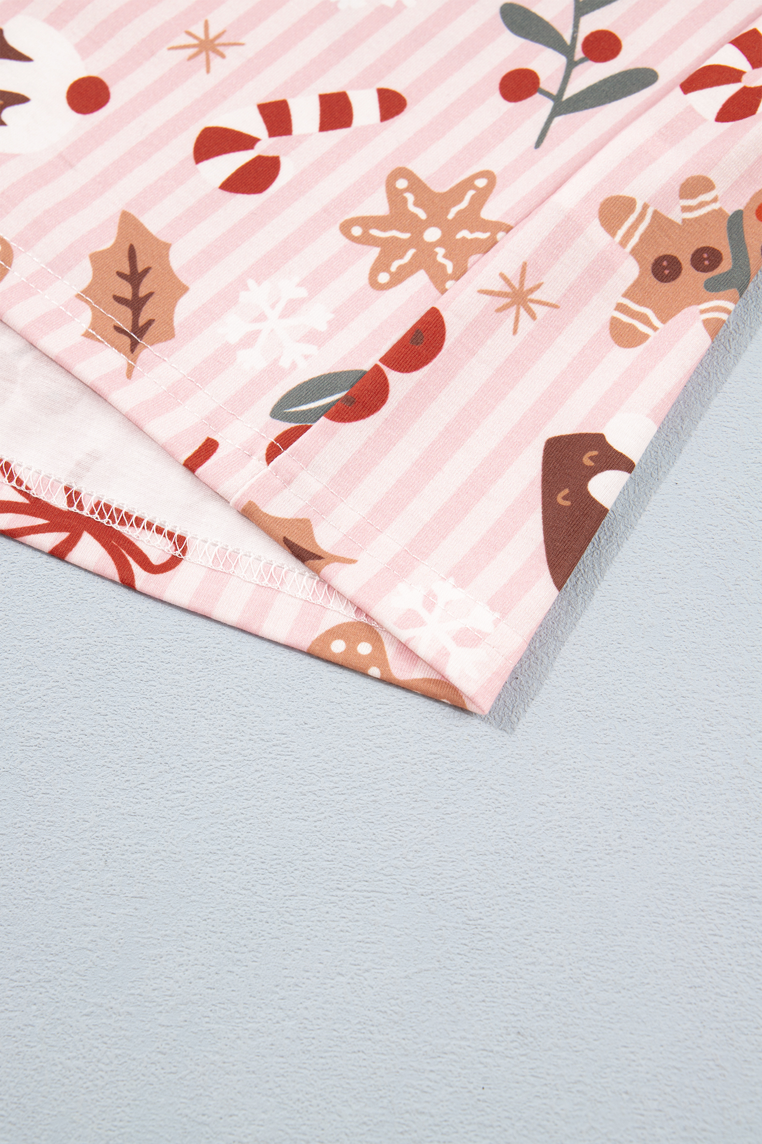 Women's Pink Christmas Pajama Set, Short Sleeve Lounge Wear - Detail View 13