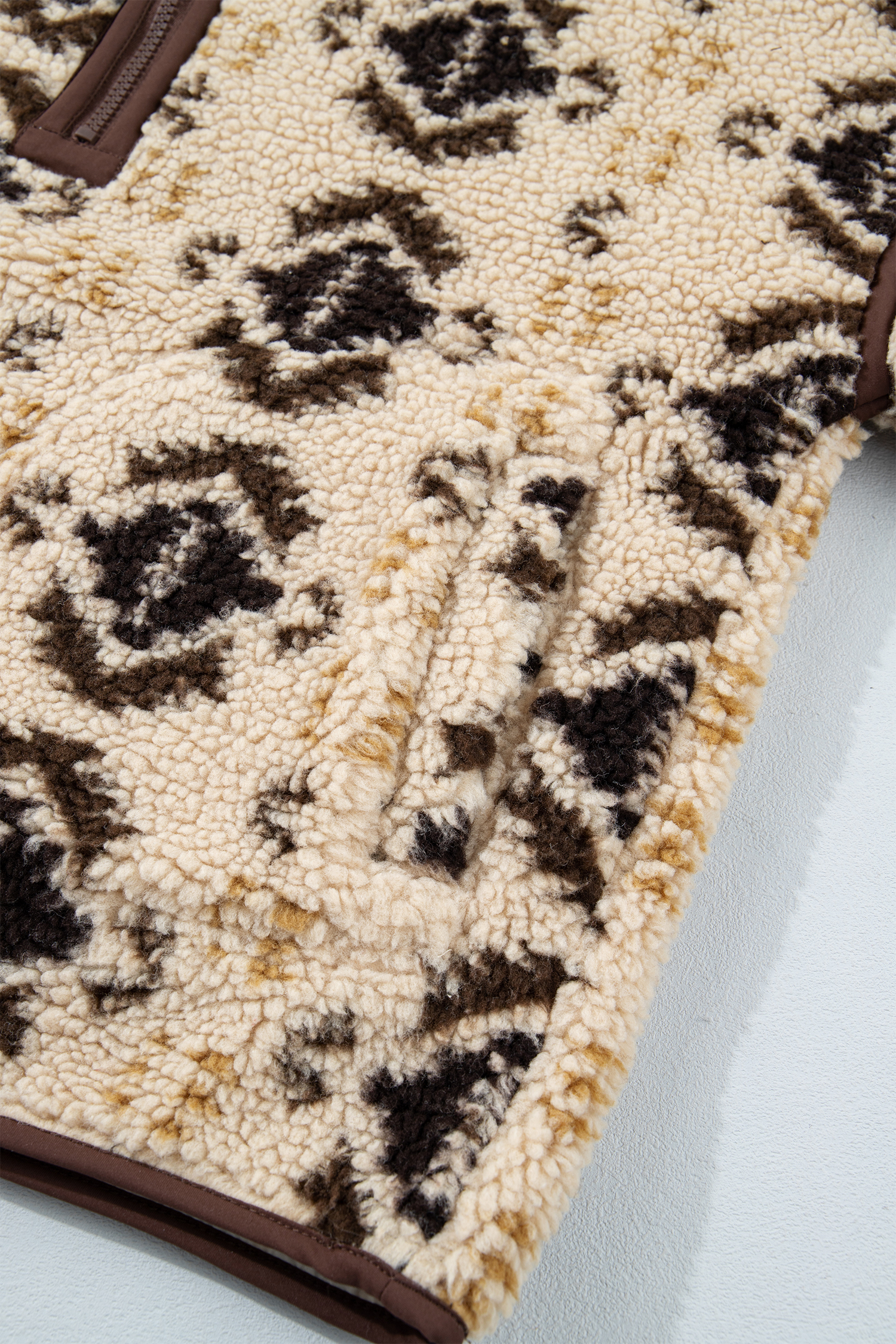 Aztec Print Fleece Sweatshirt, Women's Western Boho Khaki - Detail View 11