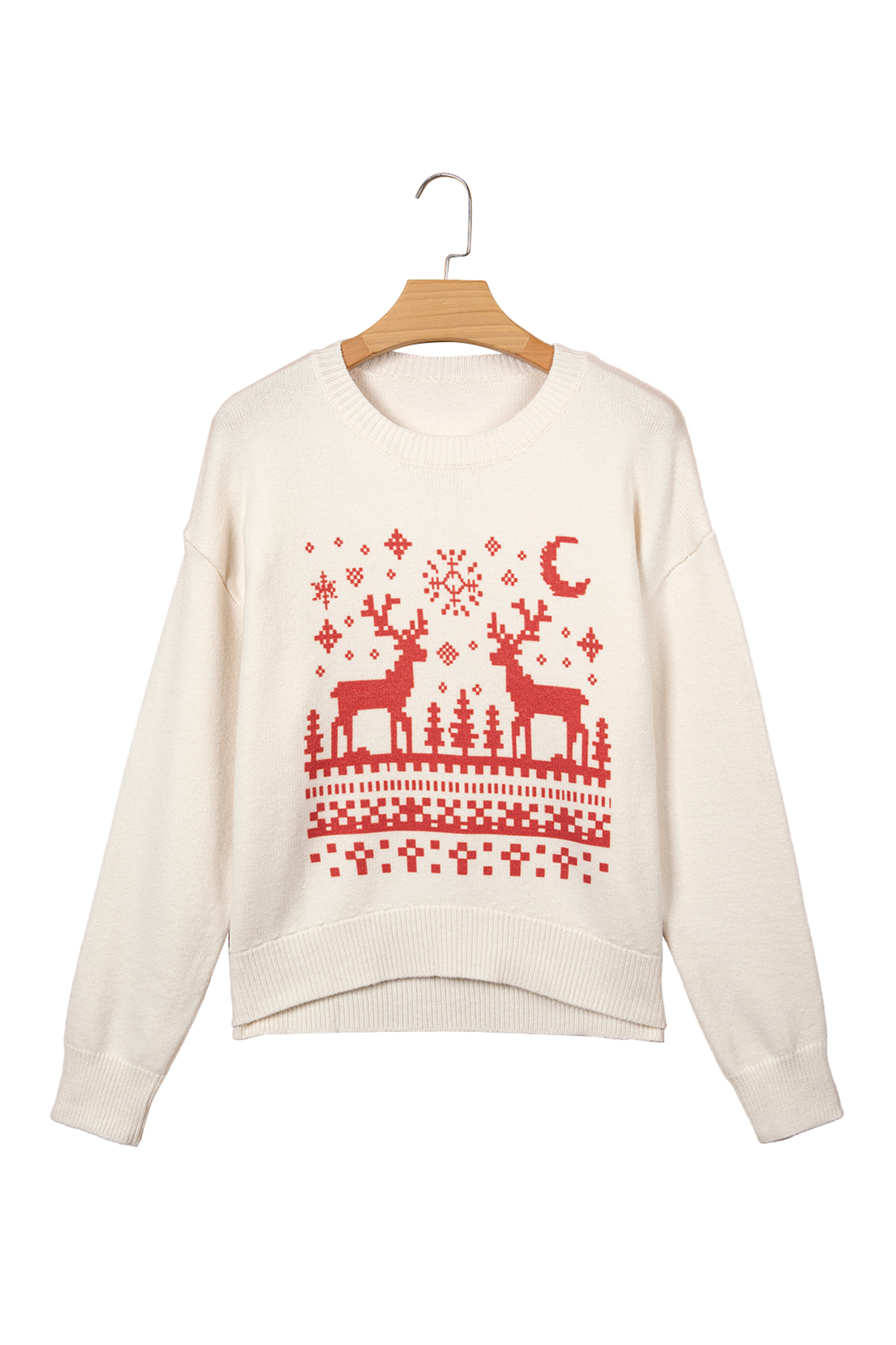 Women's Reindeer Knit Sweater, Casual Christmas Pullover - Detail View 7